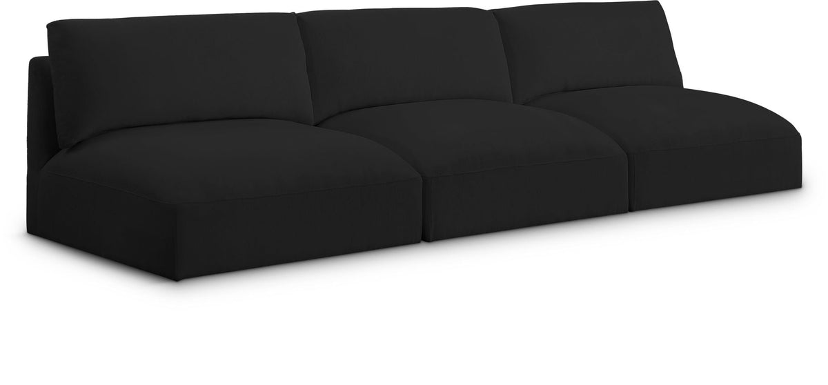 Ease Modular Sectional — 3-Piece Armless Sofa — Black
