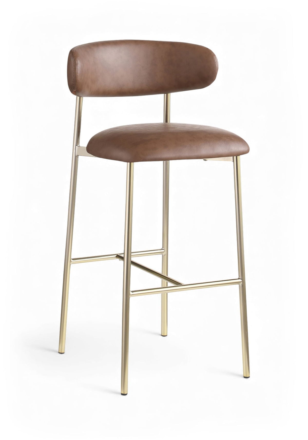 Lupita - Vegan Leather Upholstered Bar Stool (Set of 2) with Brushed Gold Frame