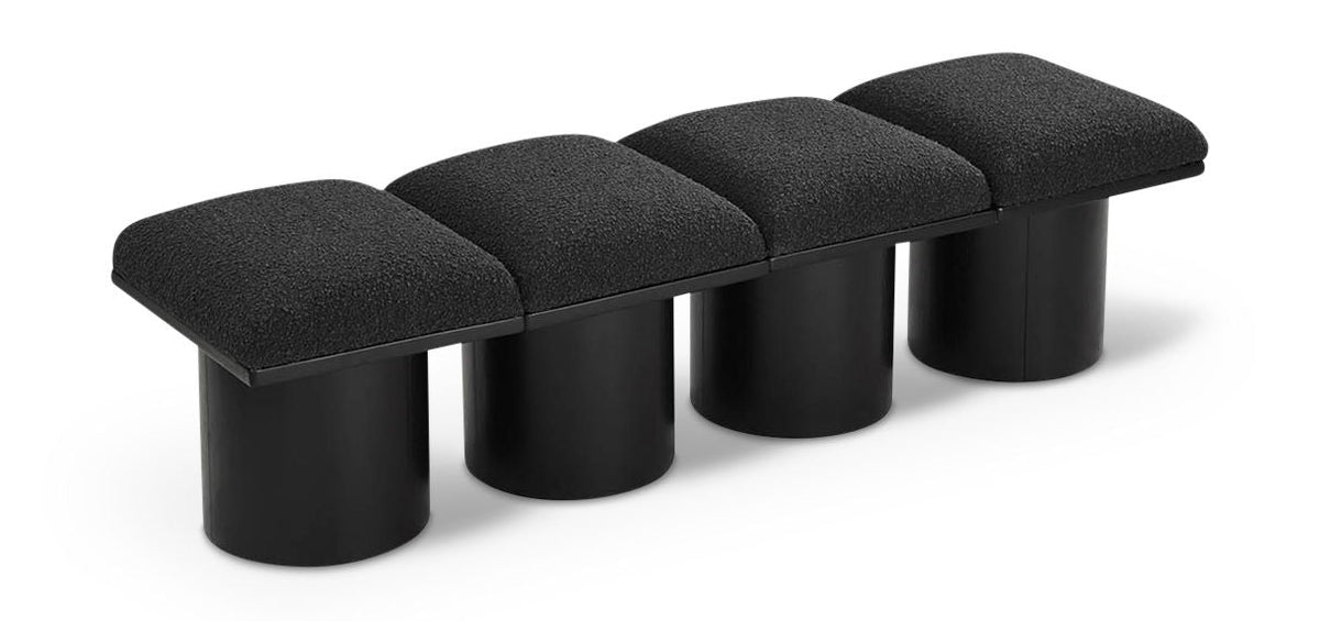 Pavilion Modular Bench 4-Piece Bench, 72"W x 15.5"D — Black / Black Base