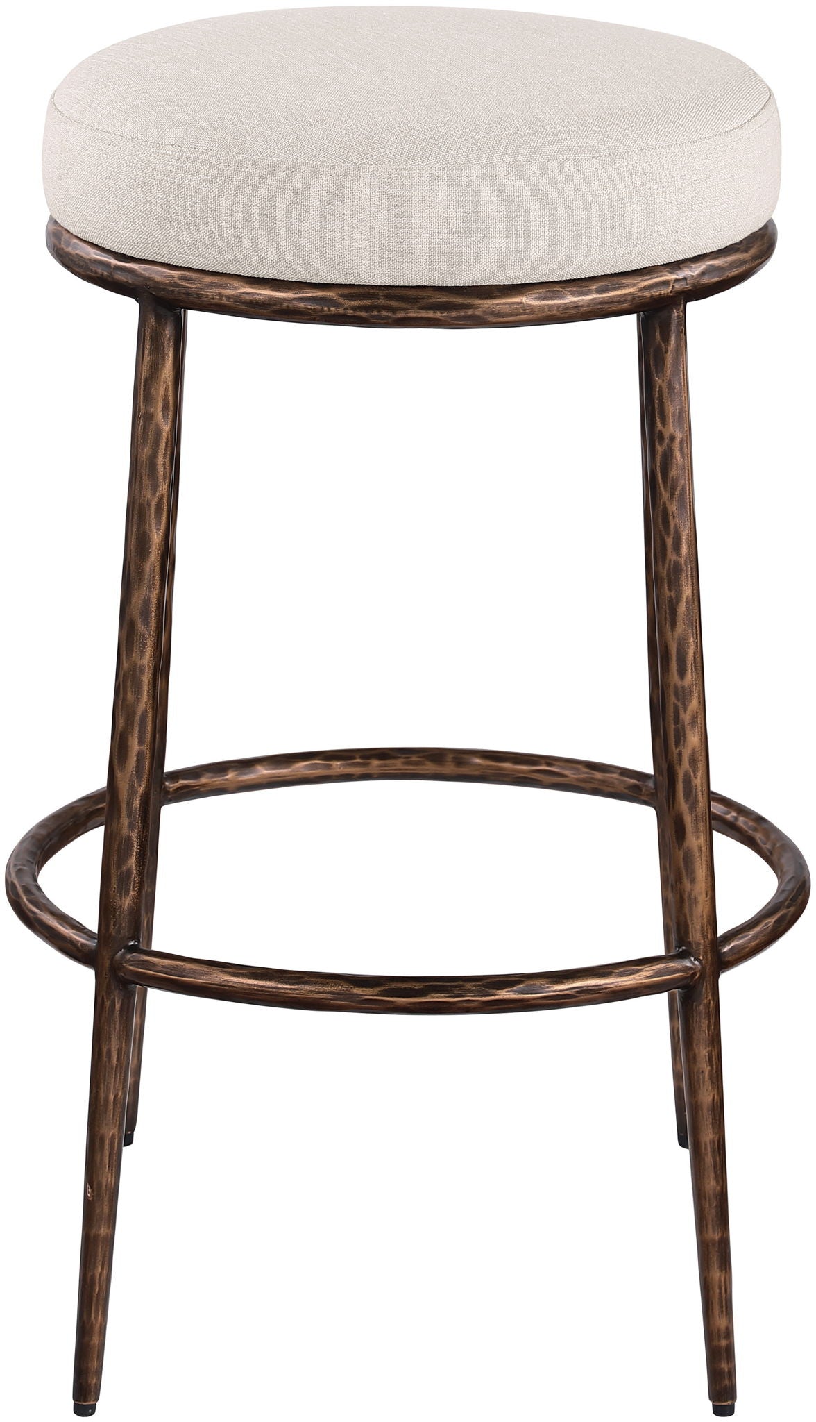 Ferro Performance Fabric Backless Bar Stool with Antique Bronze Frame