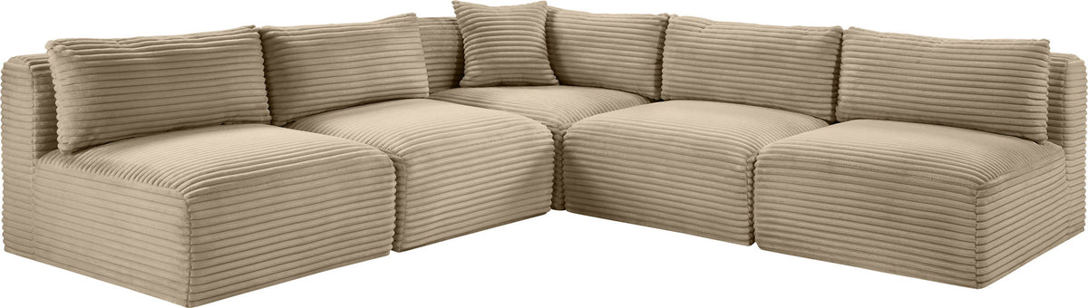 Shaggy - 5 Piece Modular Corner Armless Sectional - Sectional