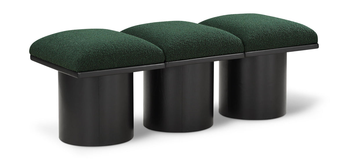 Pavilion Modular Bench 3-Piece Bench, 46.5"W x 18"D — Green / Black Base