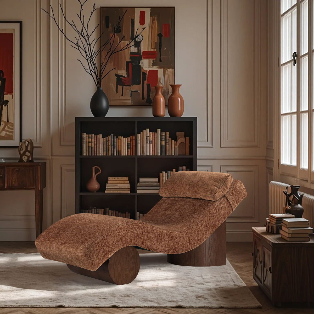 Marcella - Chaise Lounge with Walnut Base