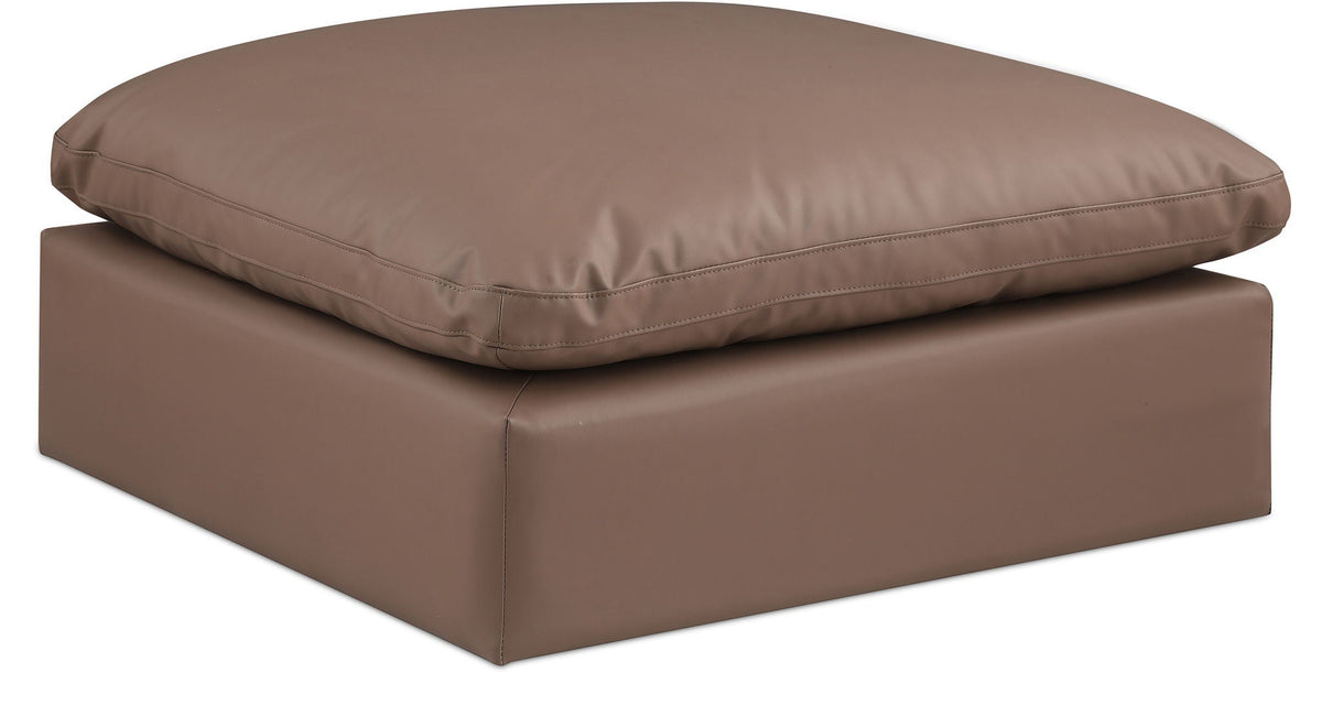 Comfy Faux Leather Modular Sectional — Ottoman — Brown