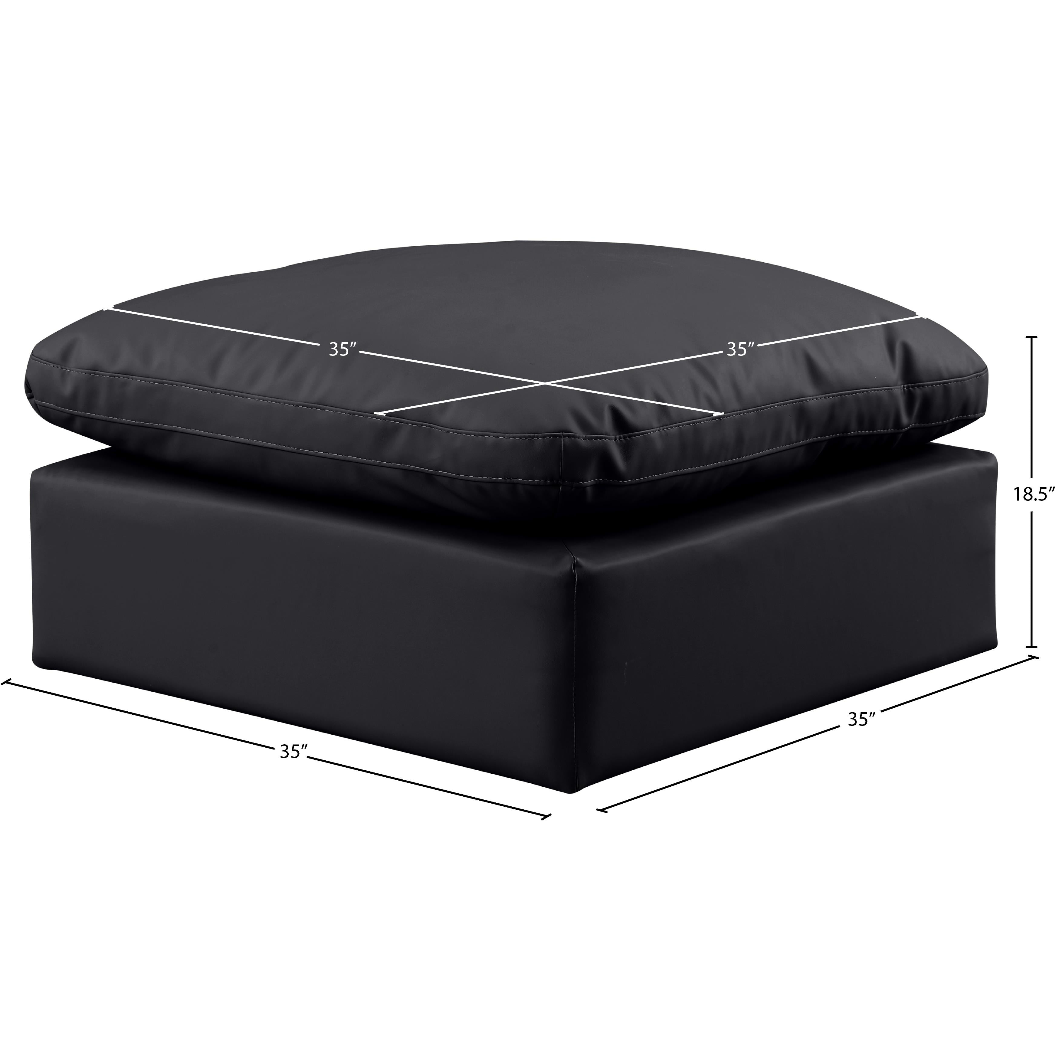 Meridian Indulge Black Vegan Leather Ottoman