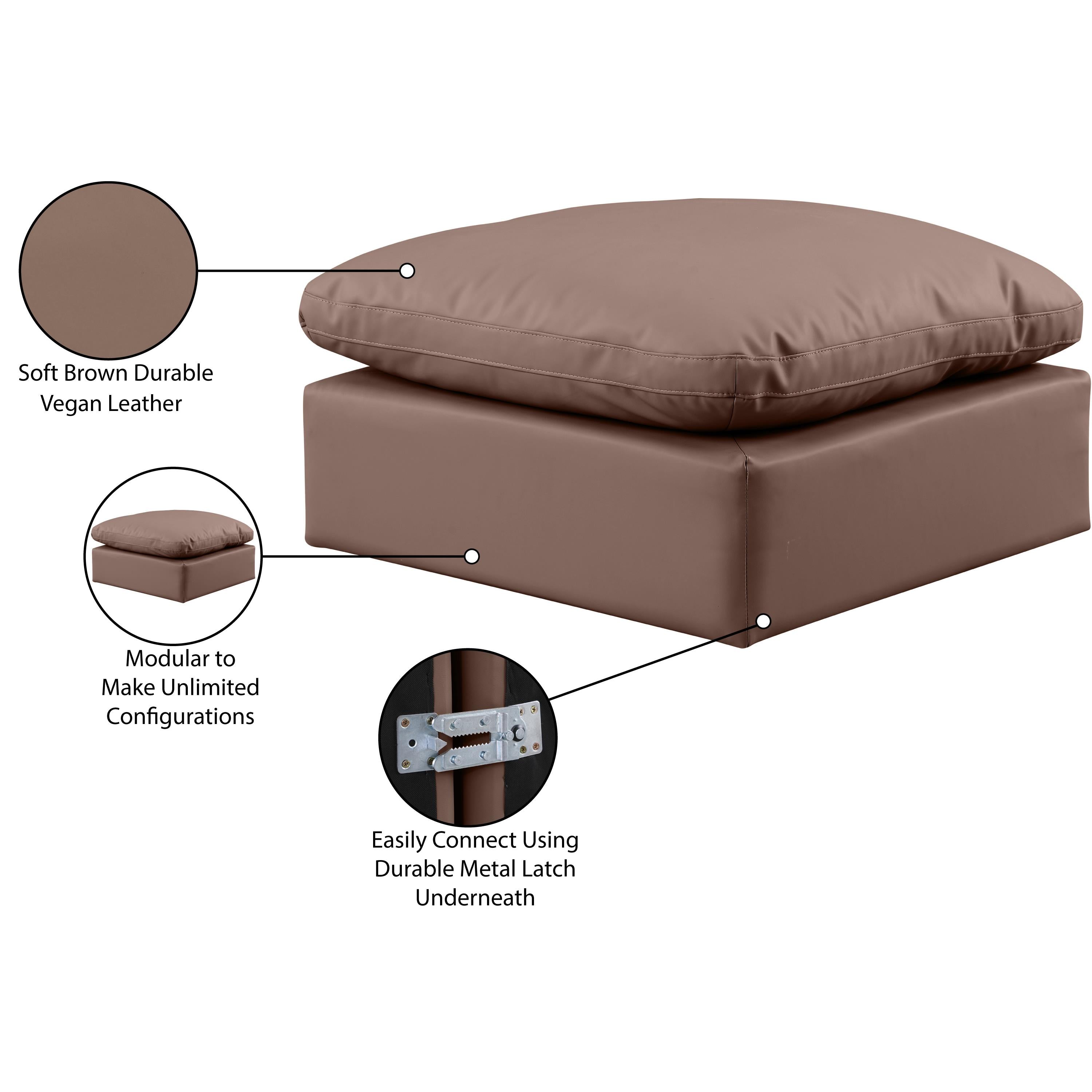 Meridian Indulge Brown Vegan Leather Ottoman