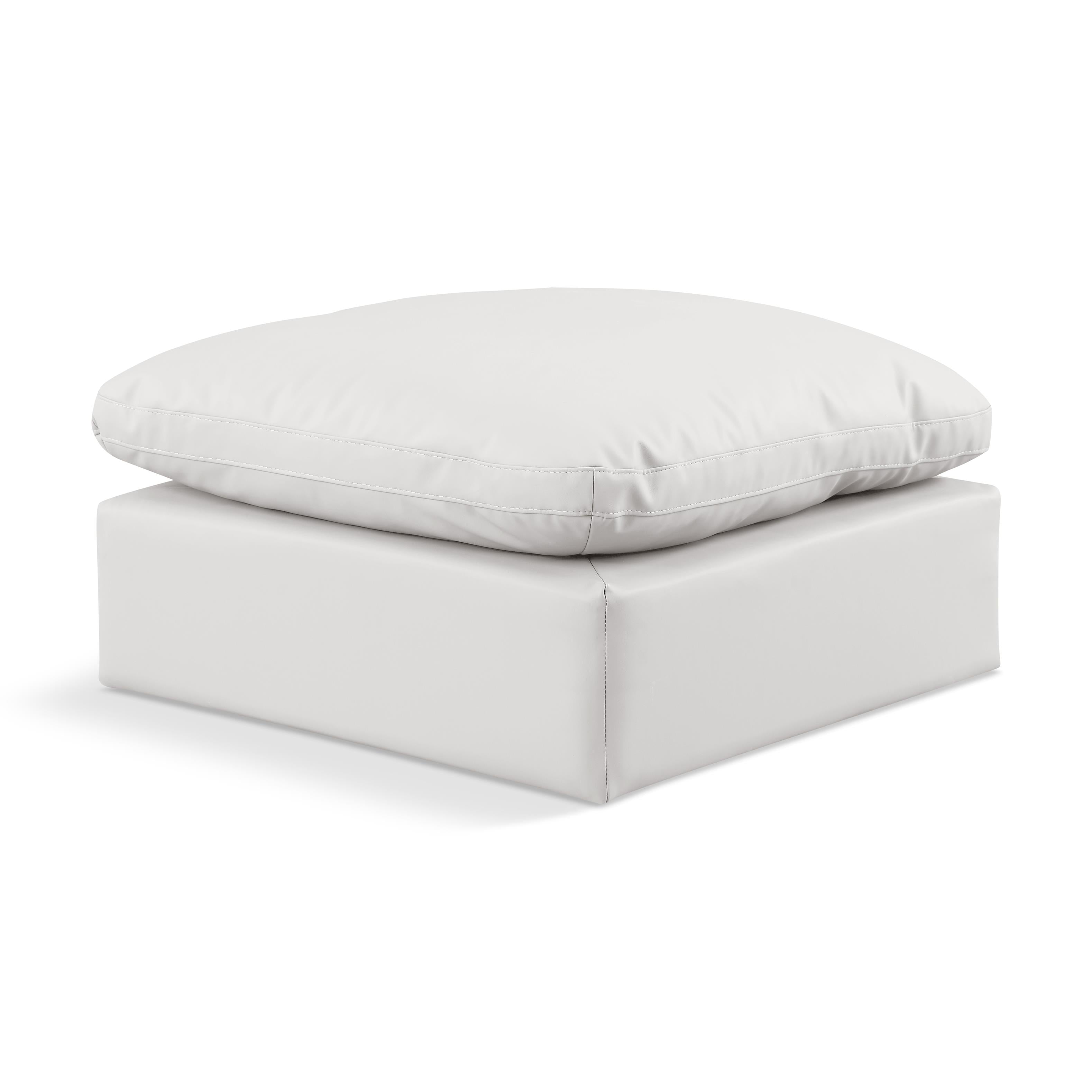 Meridian Indulge Cream Vegan Leather Ottoman