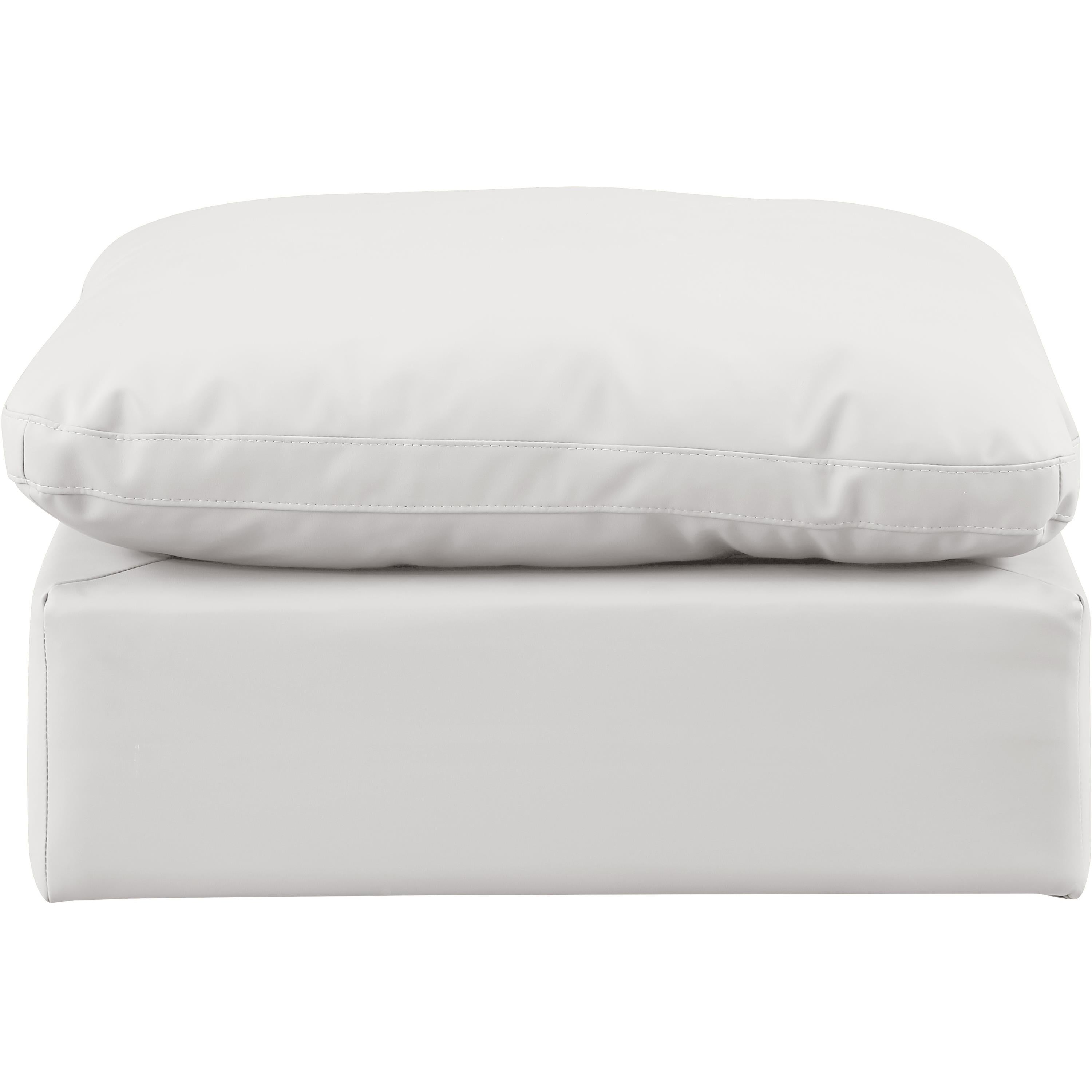 Meridian Indulge Cream Vegan Leather Ottoman