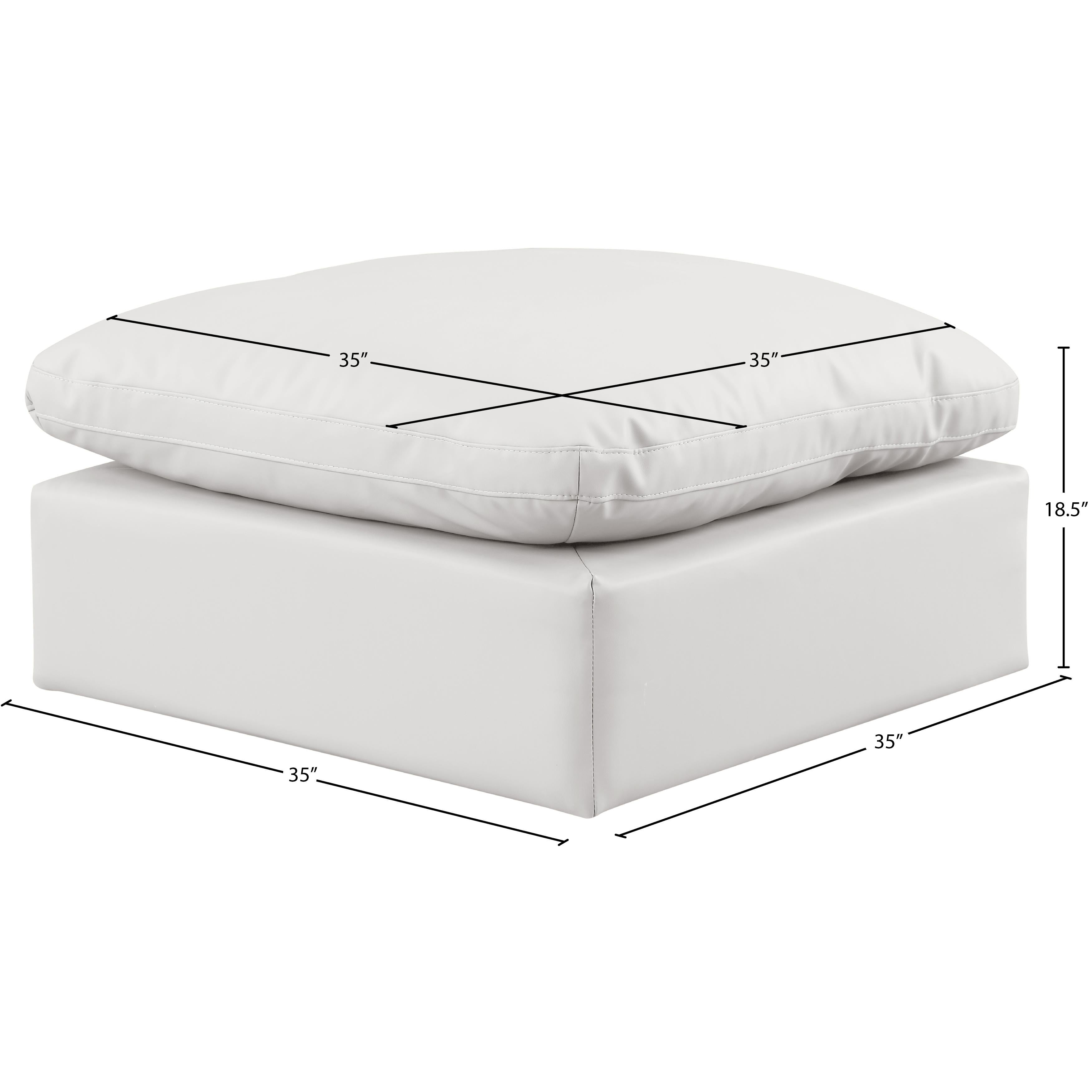 Meridian Indulge Cream Vegan Leather Ottoman