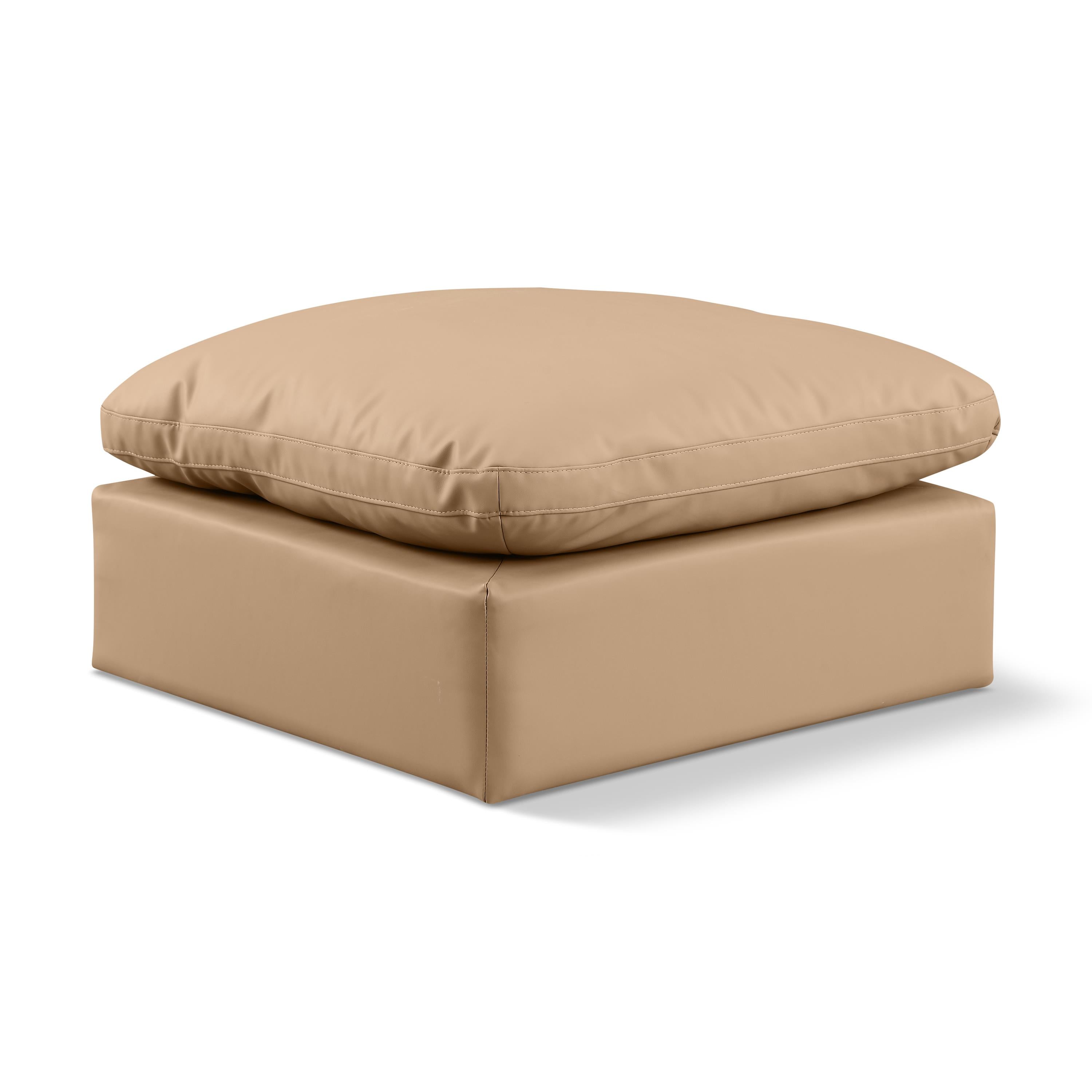 Meridian Indulge Tan Vegan Leather Ottoman