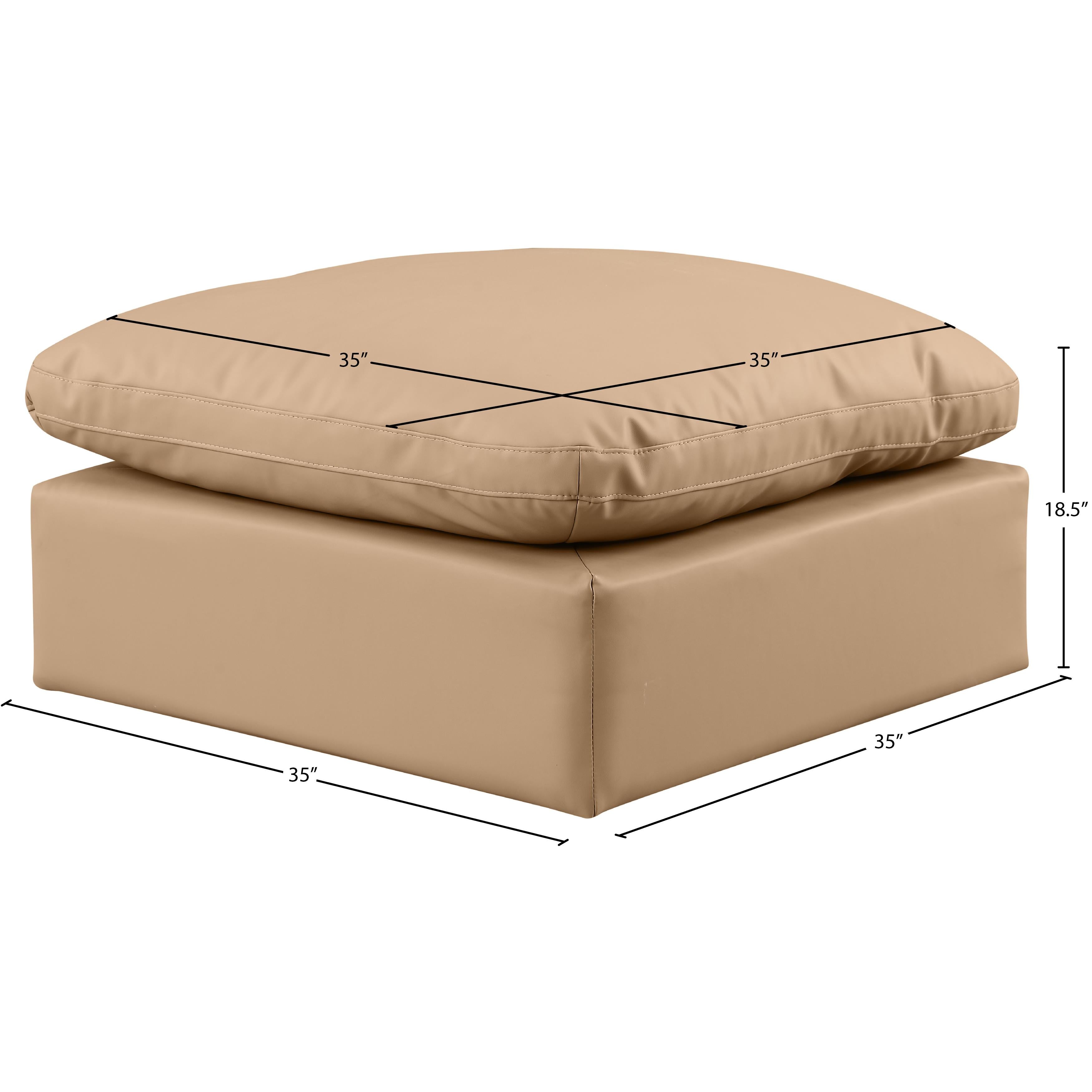 Meridian Indulge Tan Vegan Leather Ottoman