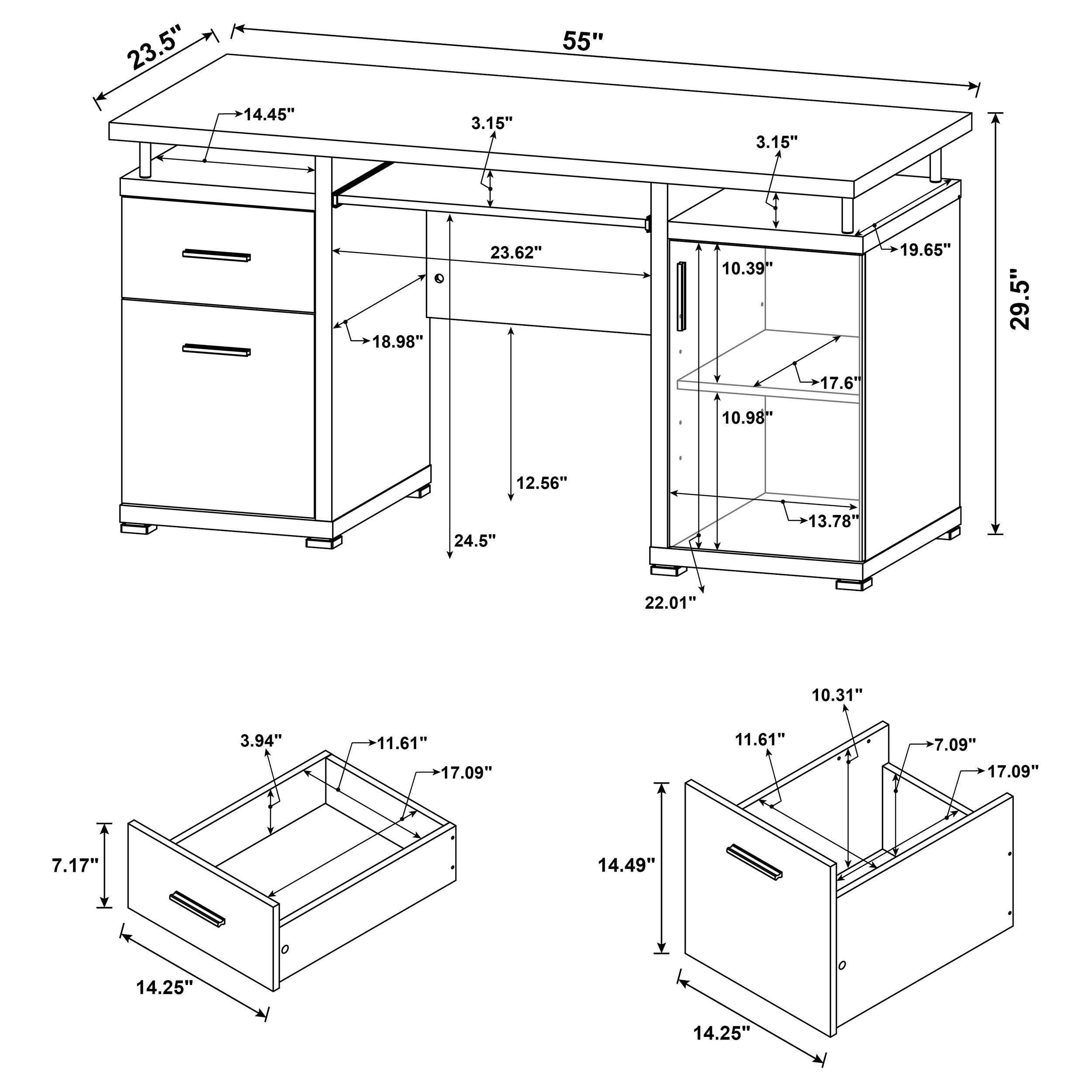 Tracy 55-inch 2-drawer Office Computer Desk
