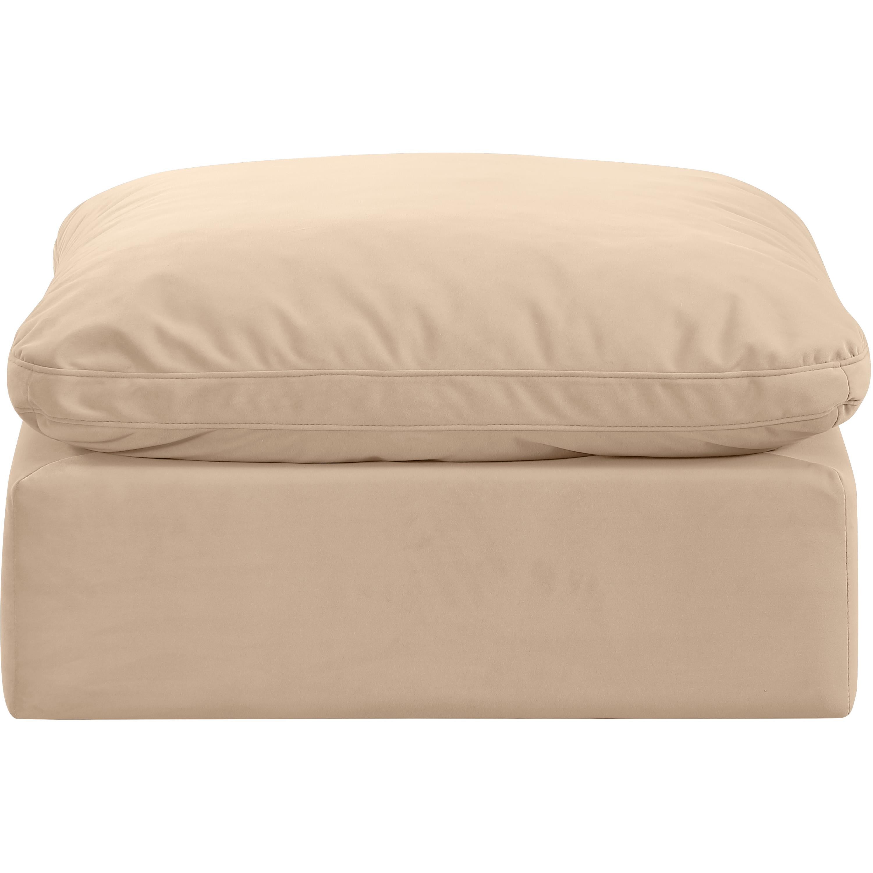 Meridian Indulge Beige Velvet Ottoman
