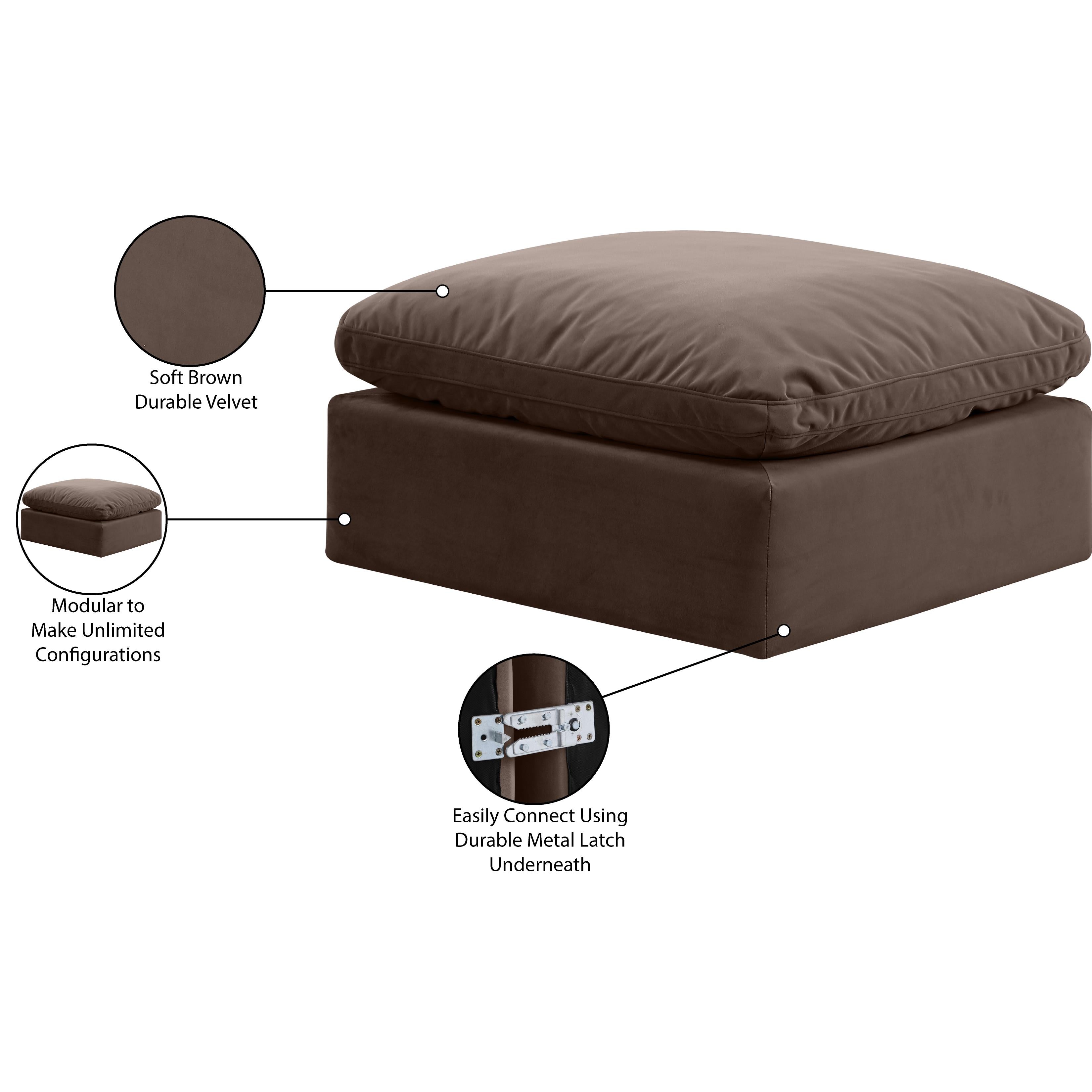 Meridian Indulge Brown Velvet Ottoman