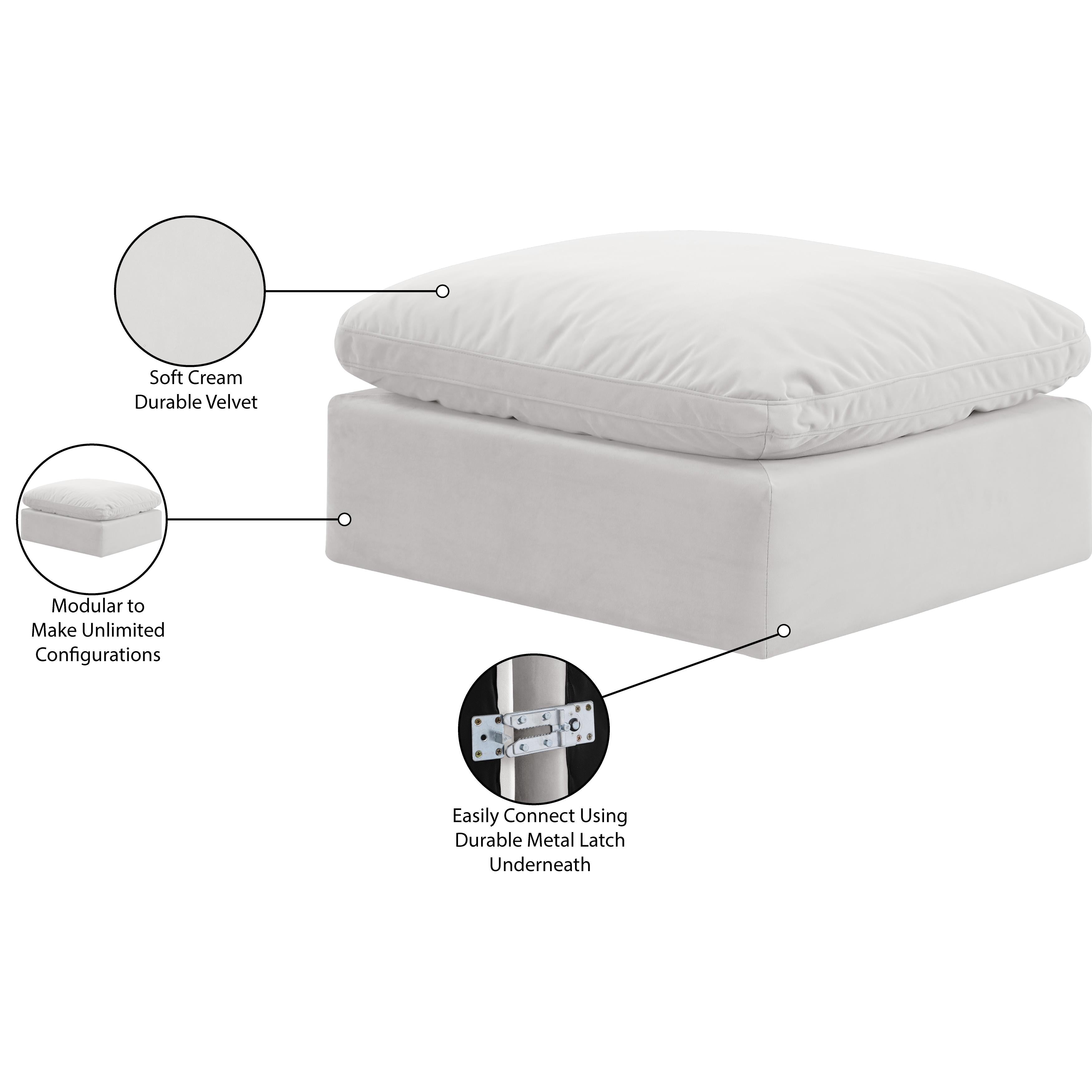 Meridian Indulge Cream Velvet Ottoman