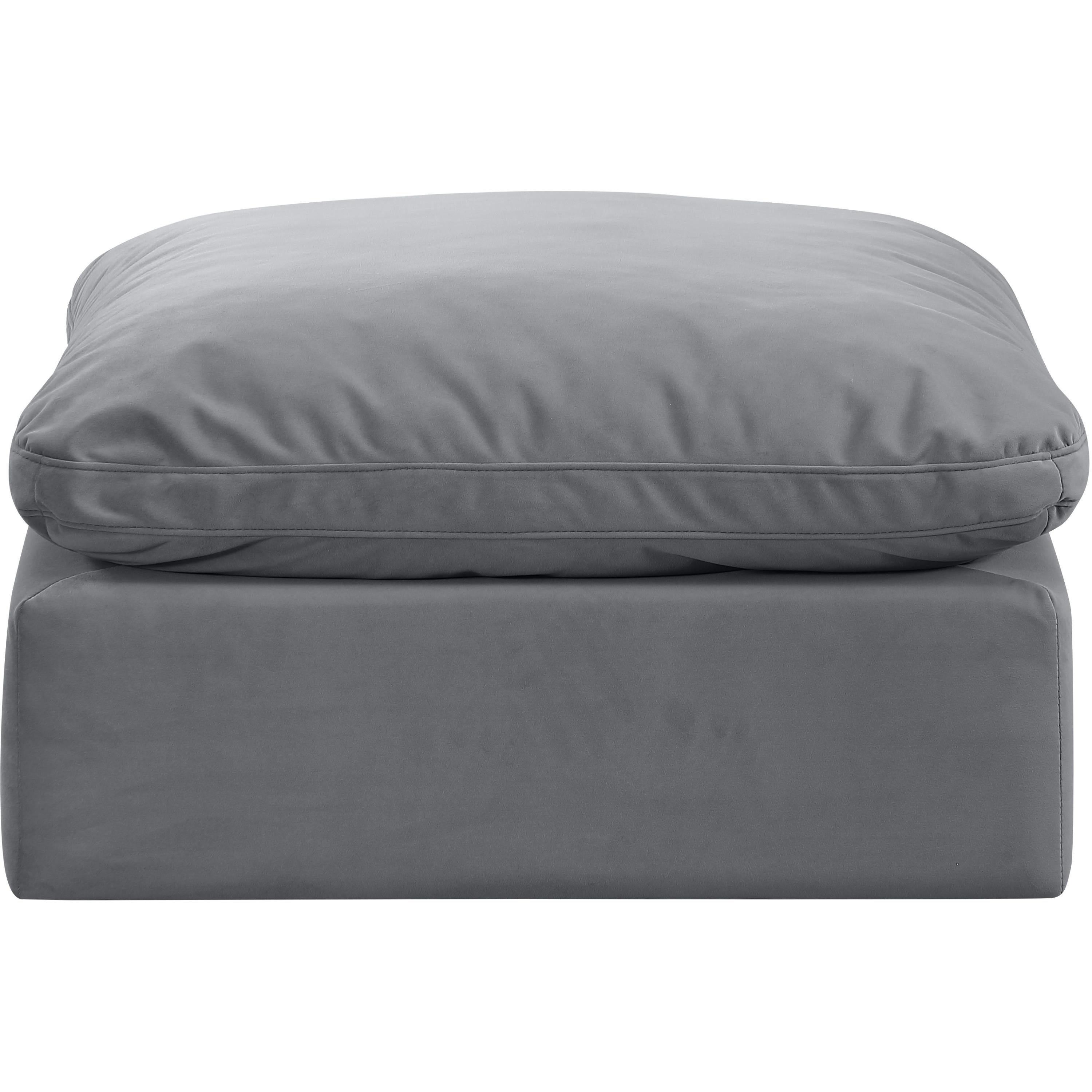 Meridian Indulge Grey Velvet Ottoman