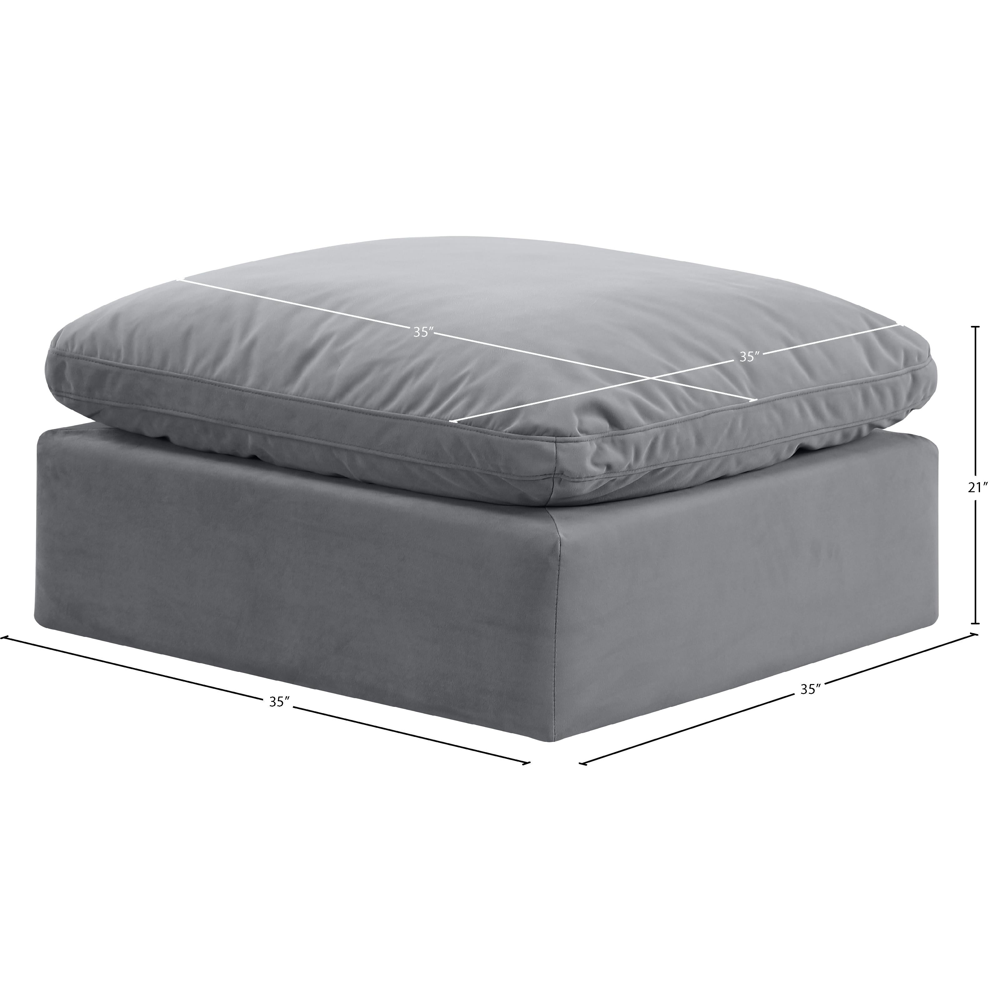 Meridian Indulge Grey Velvet Ottoman