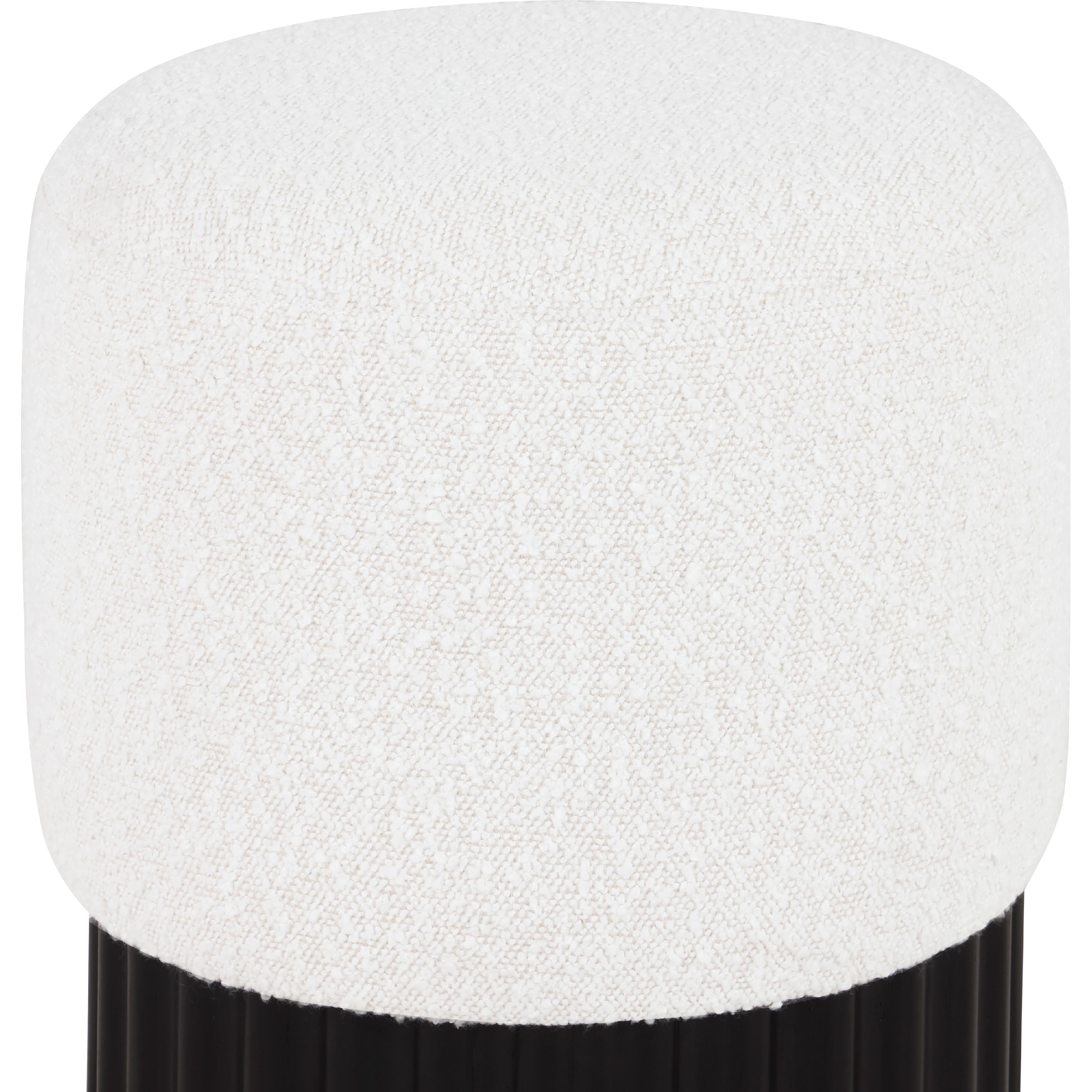 Meridian Veranda Cream Boucle Fabric Ottoman/Stool