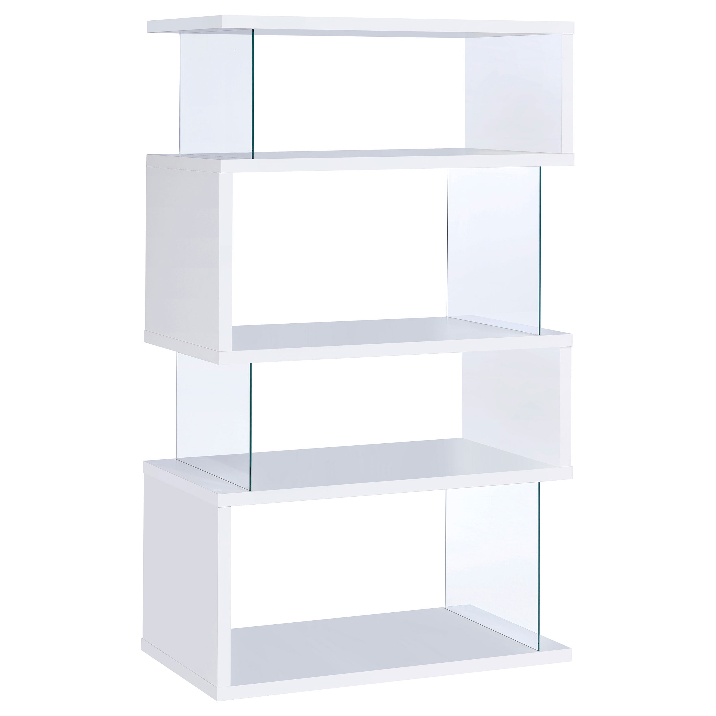 Emelle 63-inch 4-shelf Glass Panel Bookshelf