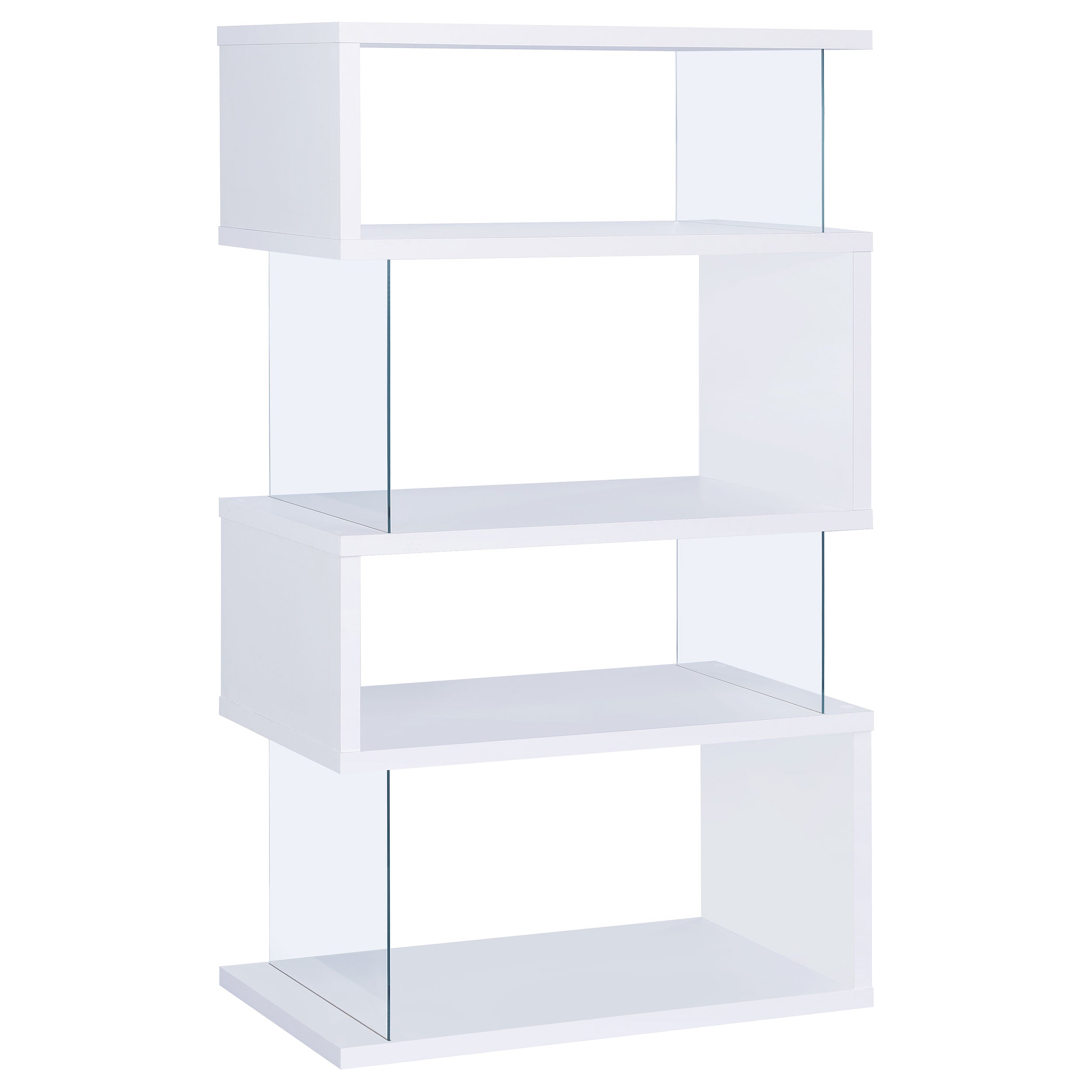 Emelle 63-inch 4-shelf Glass Panel Bookshelf