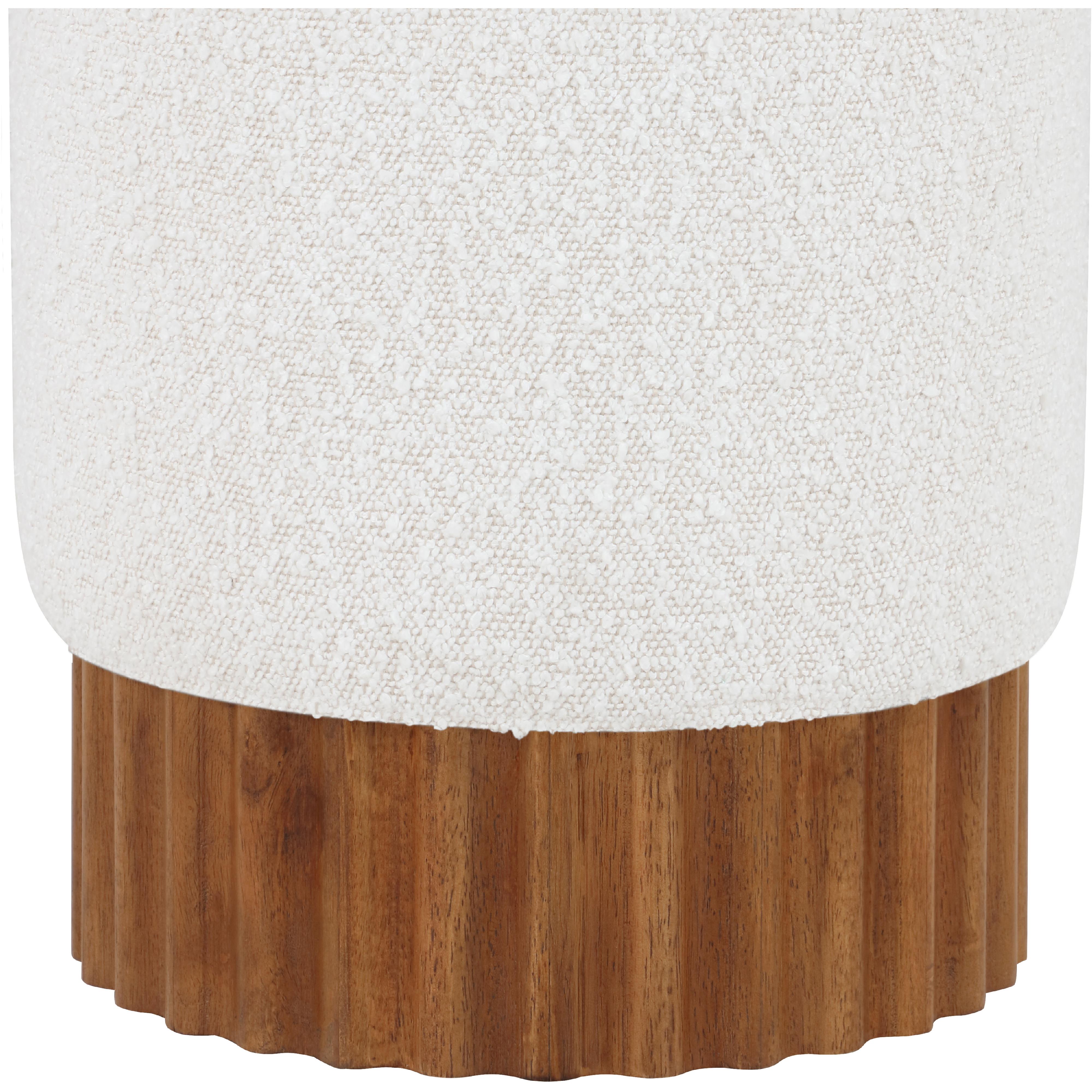 Meridian Veranda Cream Boucle Fabric Ottoman/Stool