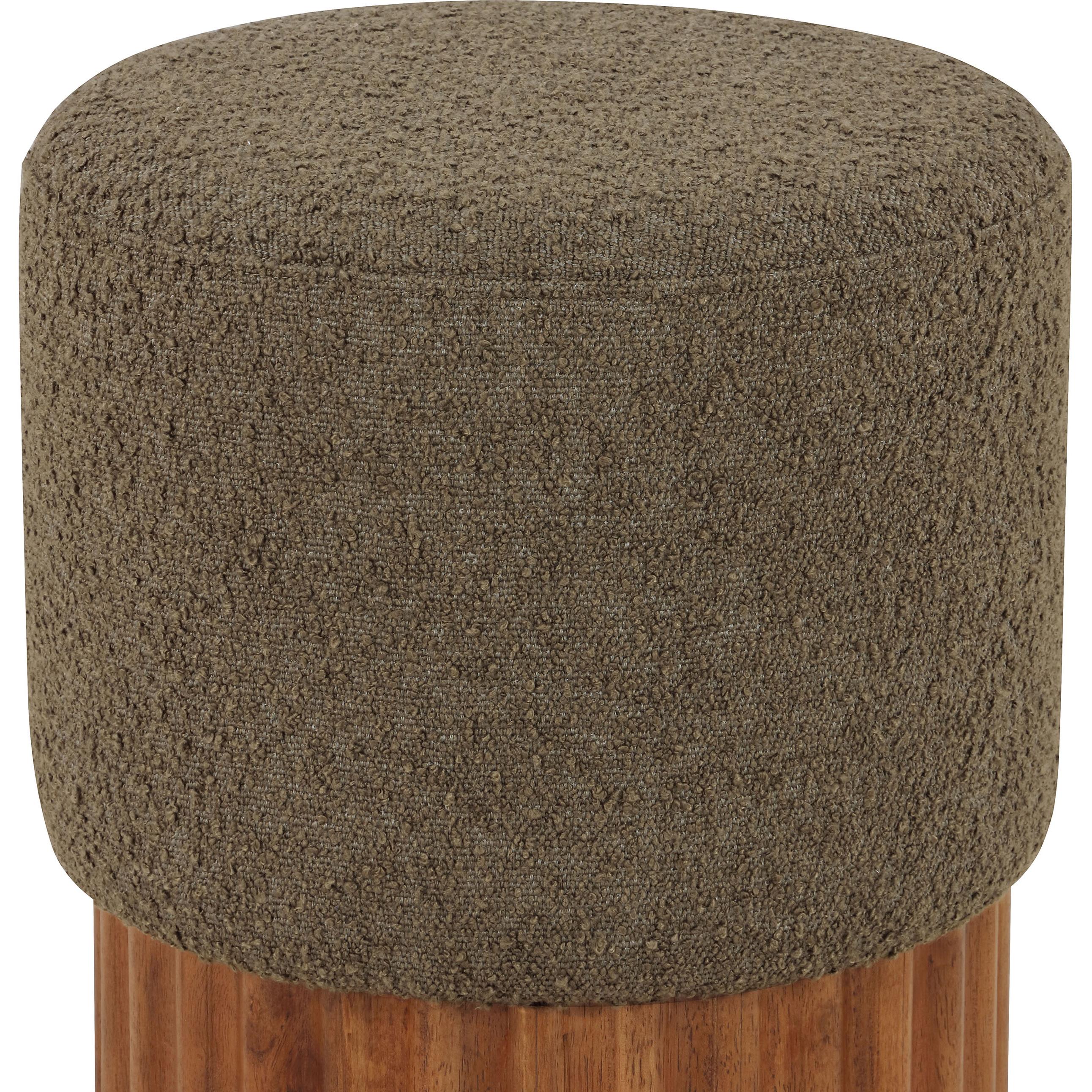 Meridian Veranda Olive Boucle Fabric Ottoman/Stool