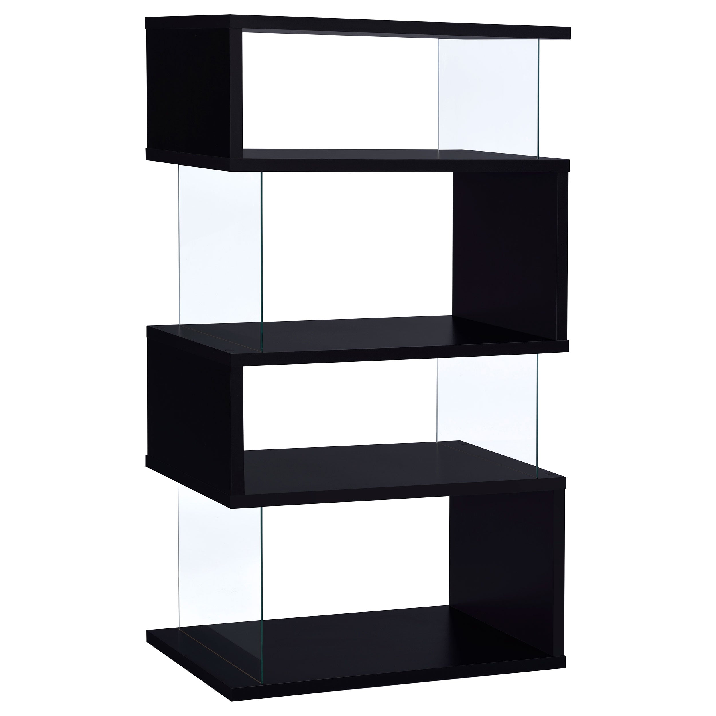 Emelle 63-inch 4-shelf Glass Panel Bookshelf