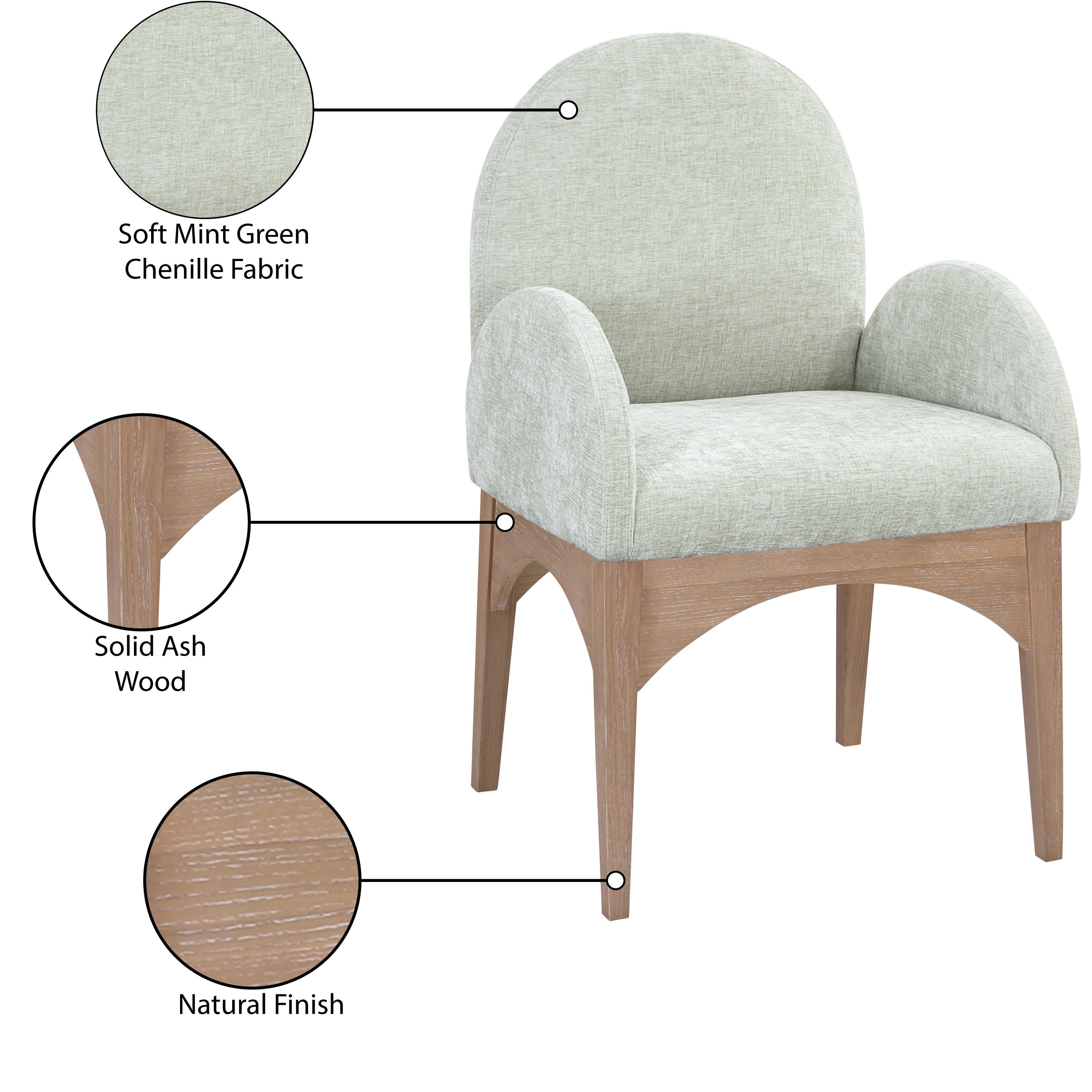 Meridian Waldorf Mint Chenille Fabric Dining Chair