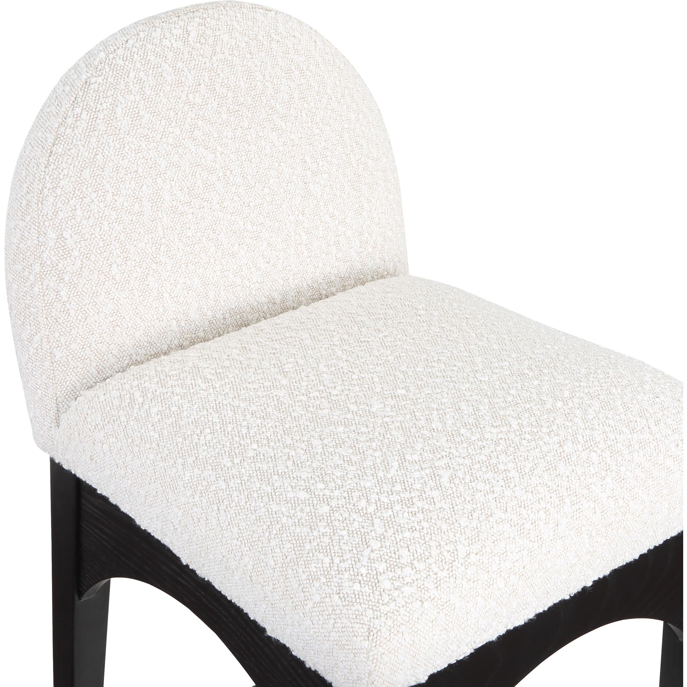 Meridian Waldorf Cream Boucle Fabric Stool