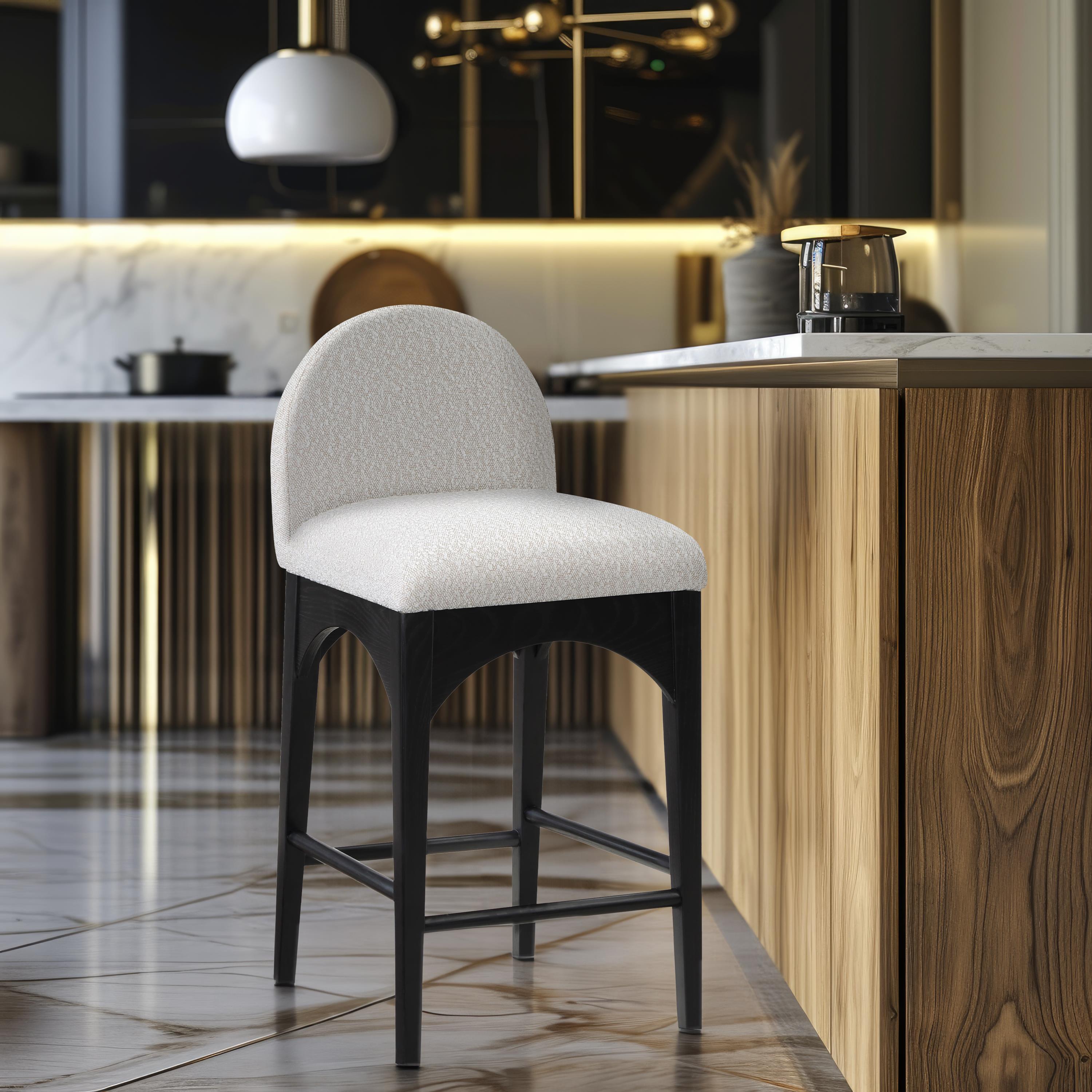 Meridian Waldorf Cream Boucle Fabric Stool