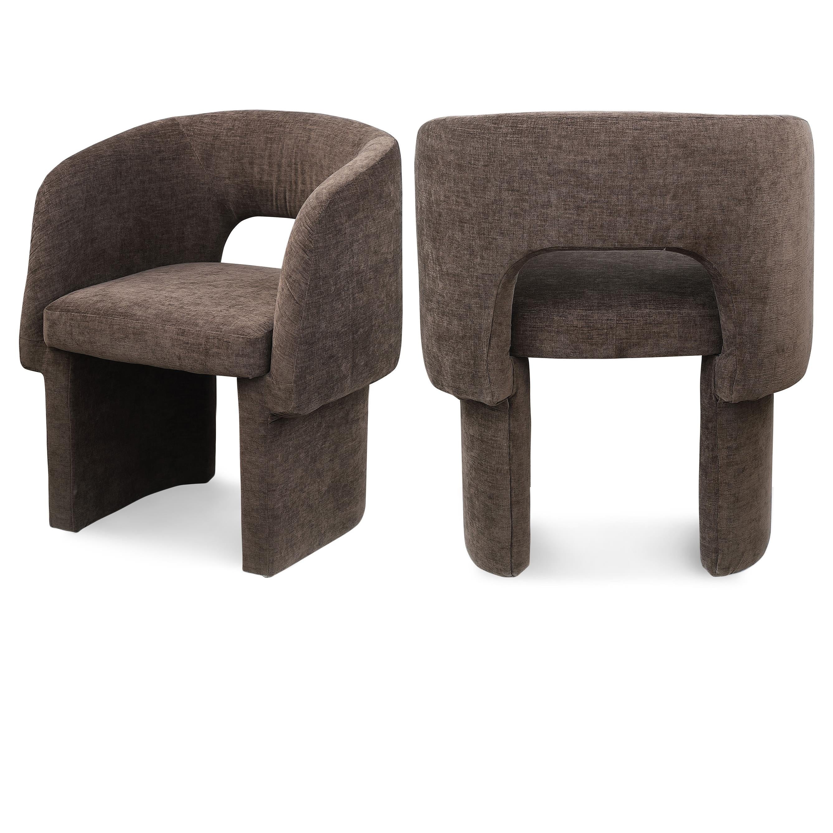 Meridian Emmet Brown Chenille Fabric Dining Chair / Accent Chair