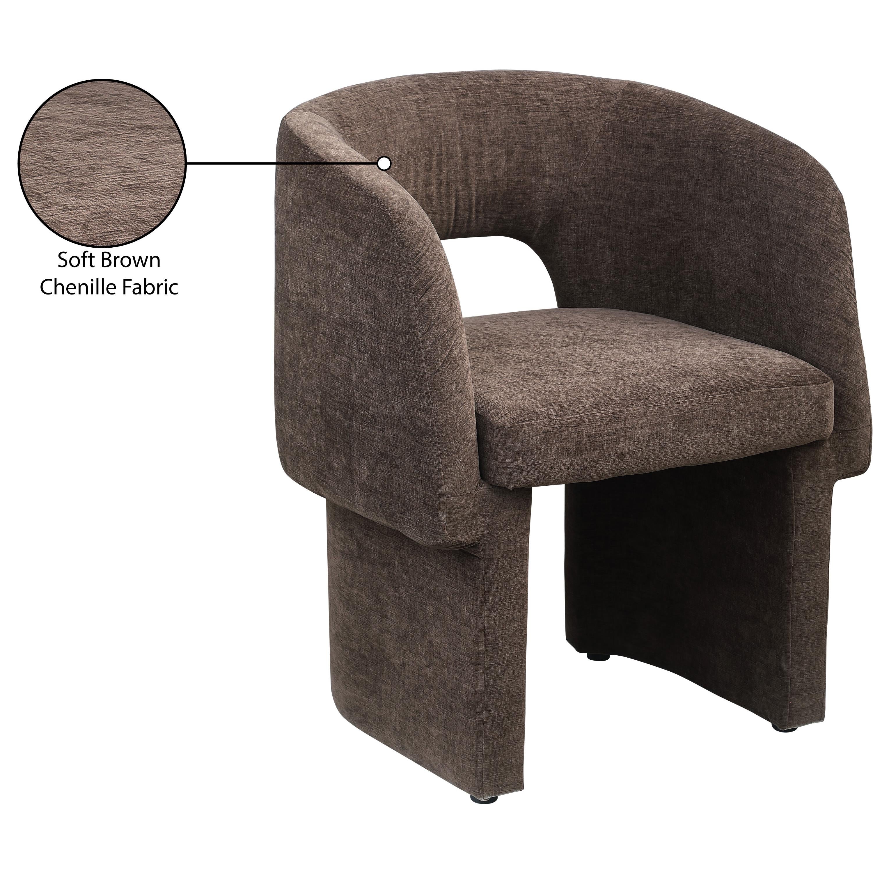 Meridian Emmet Brown Chenille Fabric Dining Chair / Accent Chair