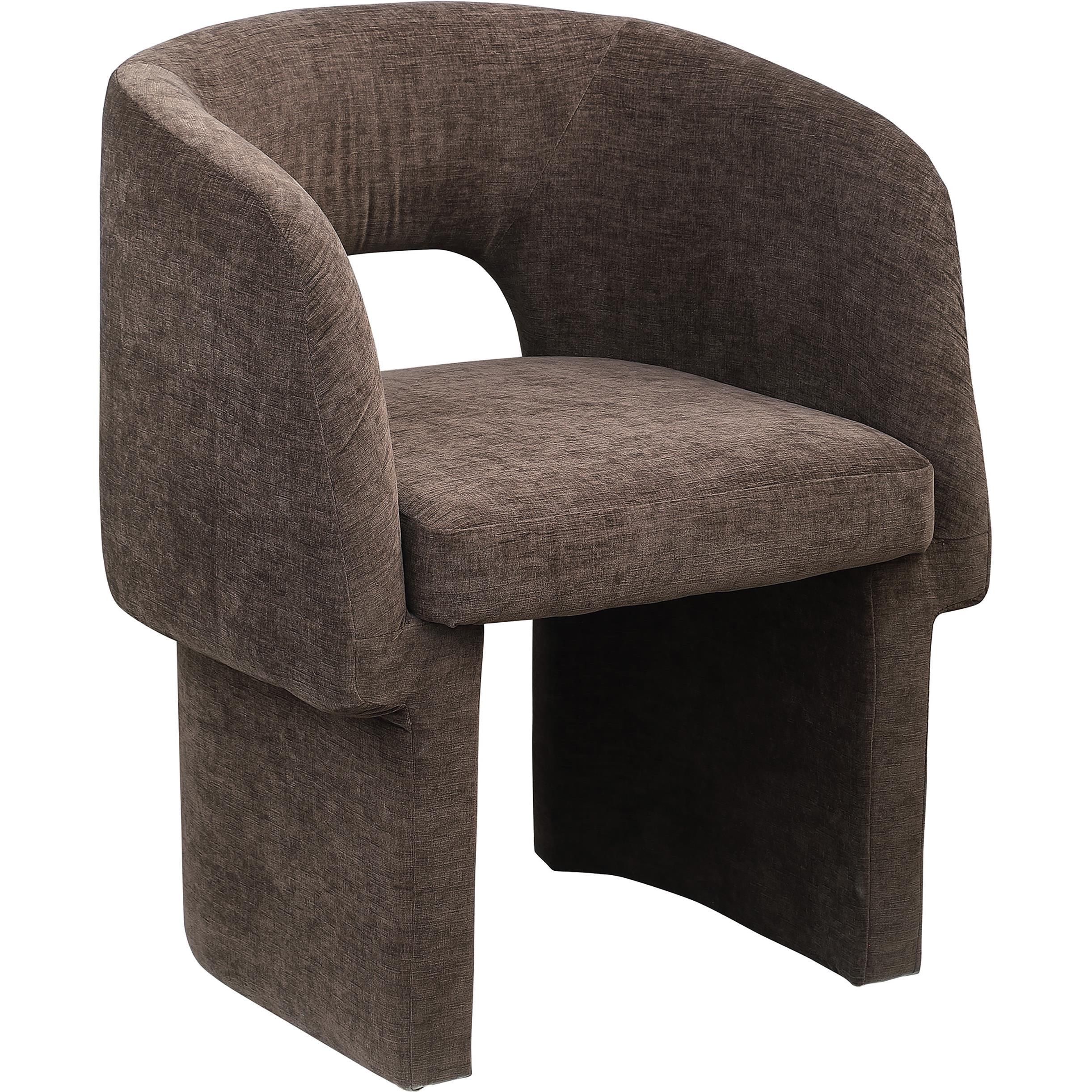 Meridian Emmet Brown Chenille Fabric Dining Chair / Accent Chair
