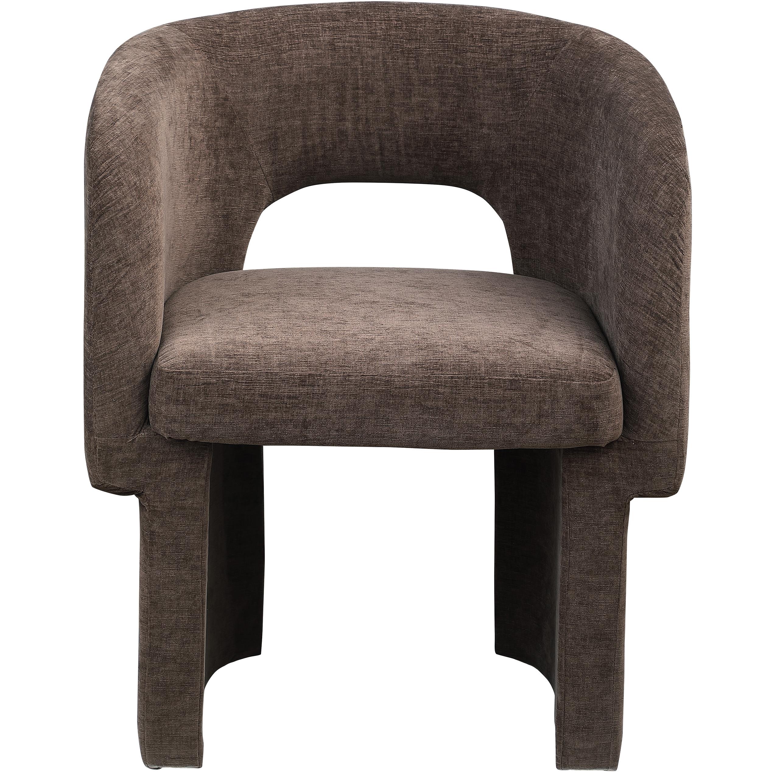 Meridian Emmet Brown Chenille Fabric Dining Chair / Accent Chair