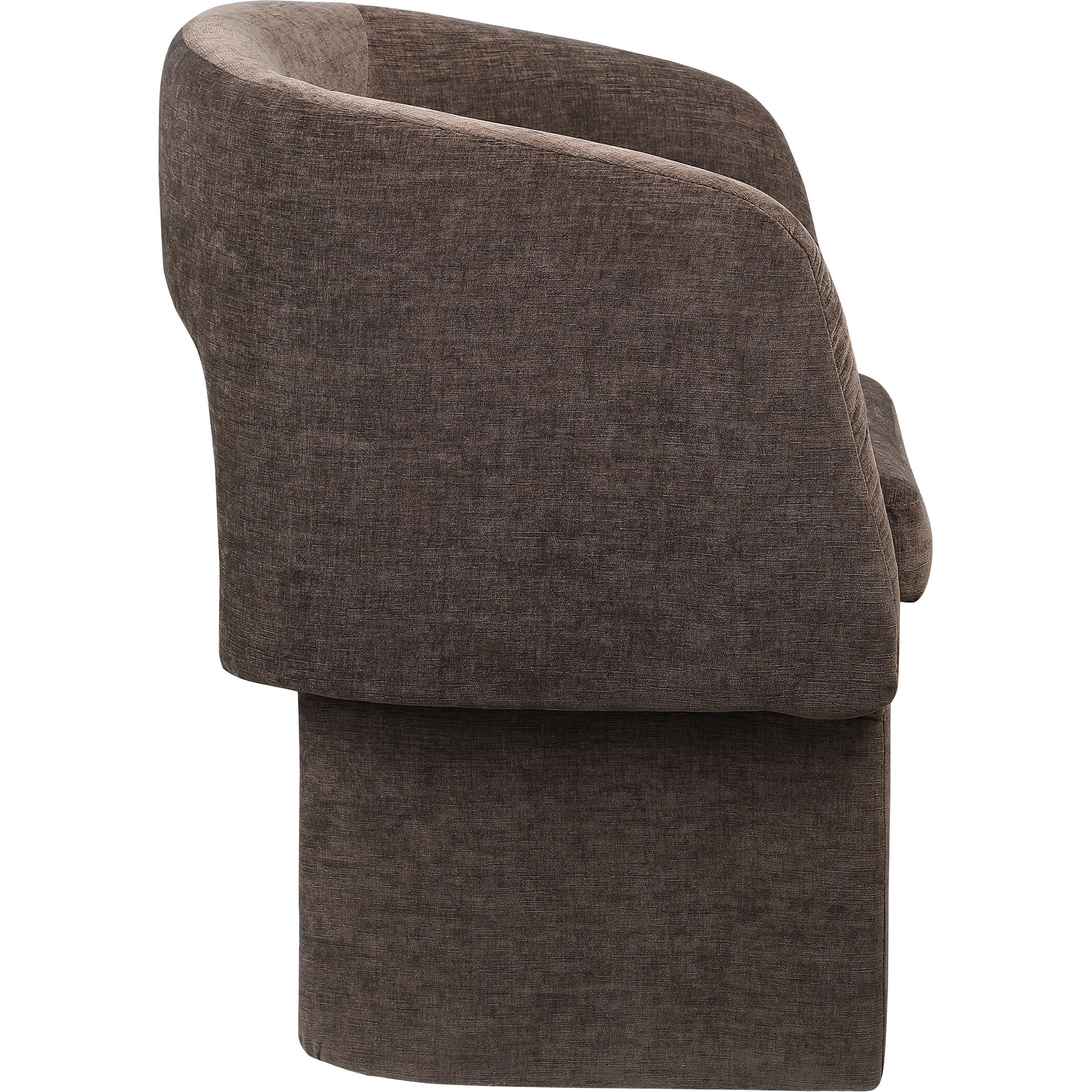 Meridian Emmet Brown Chenille Fabric Dining Chair / Accent Chair