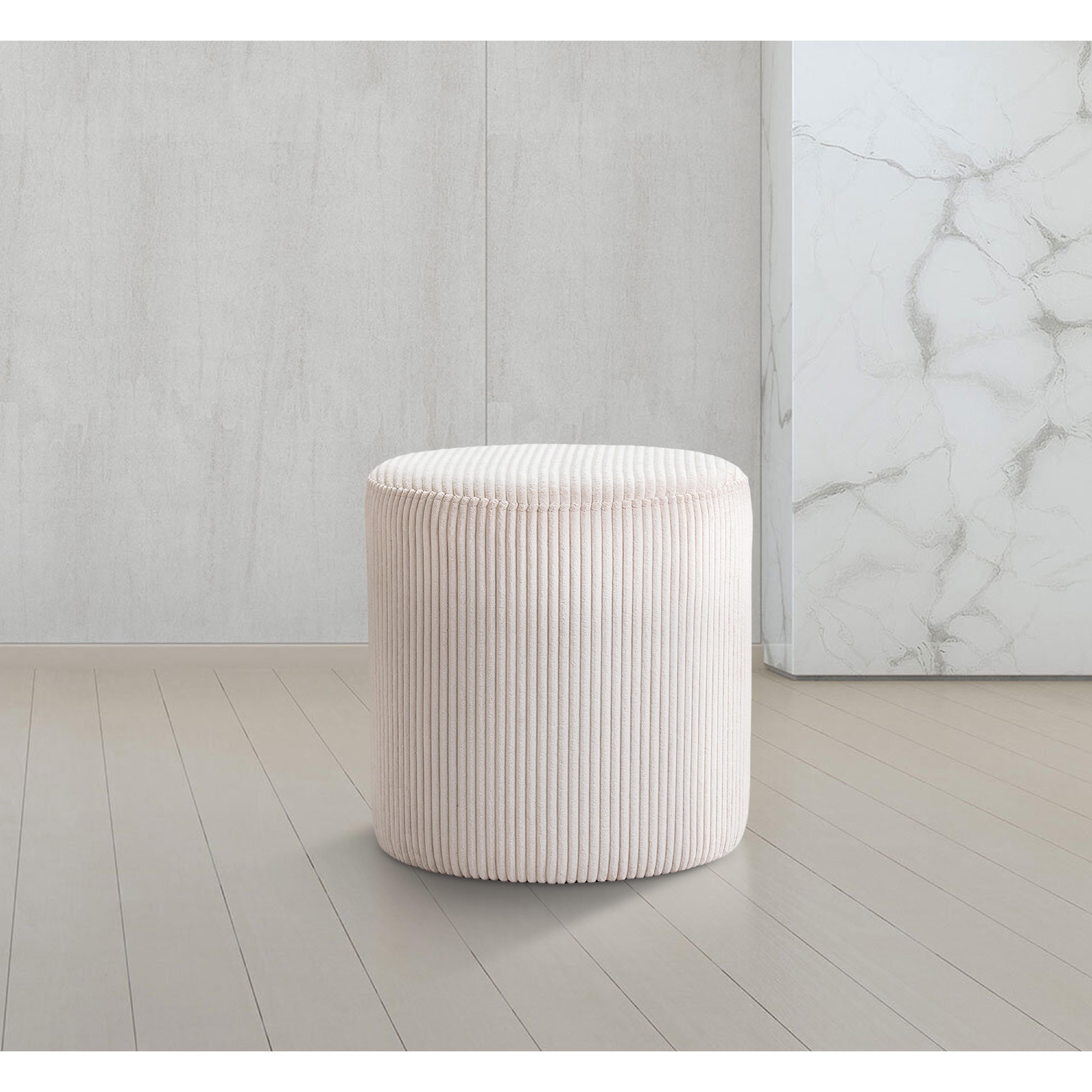 Meridian Roy Beige Microsuede Fabric Ottoman/Stool