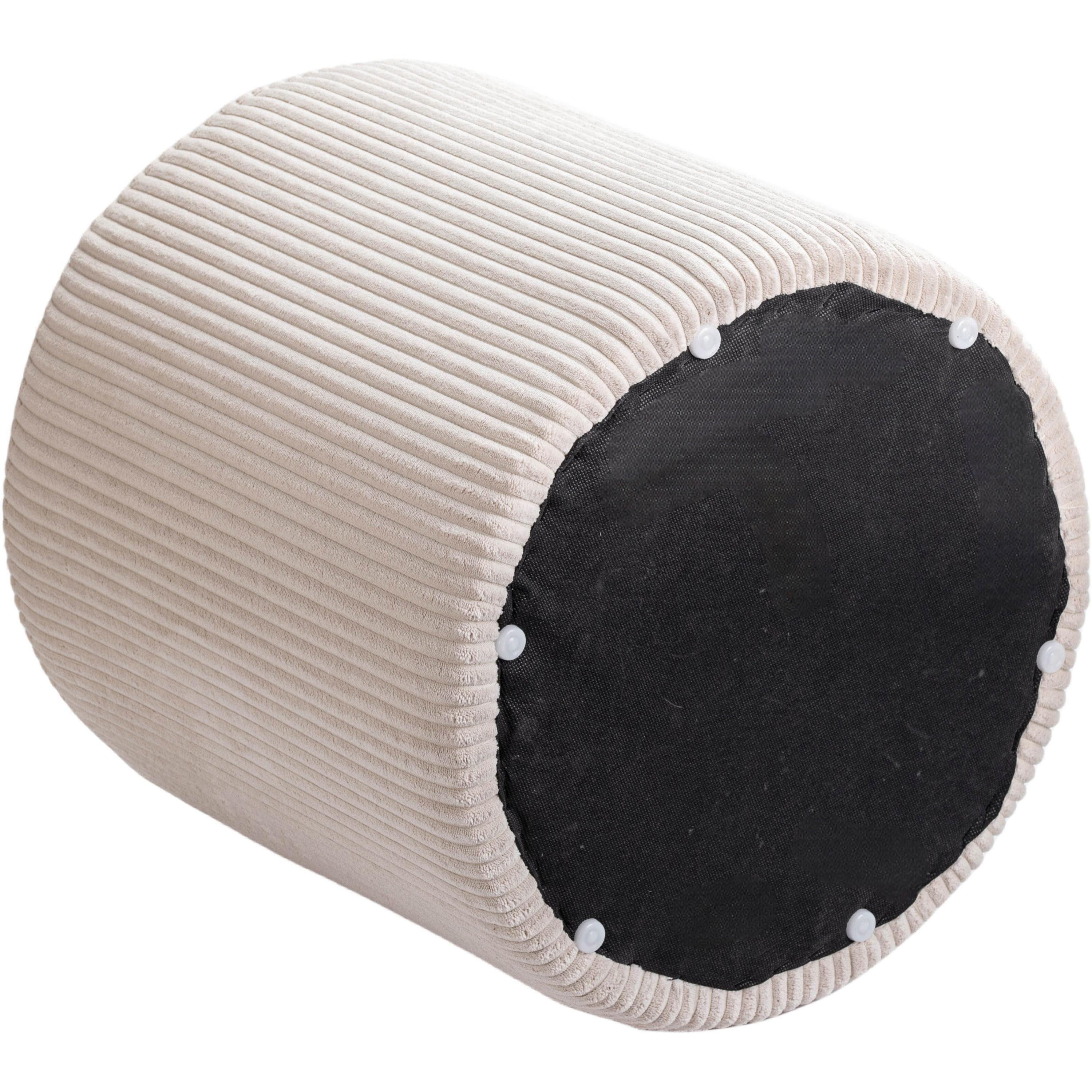 Meridian Roy Beige Microsuede Fabric Ottoman/Stool