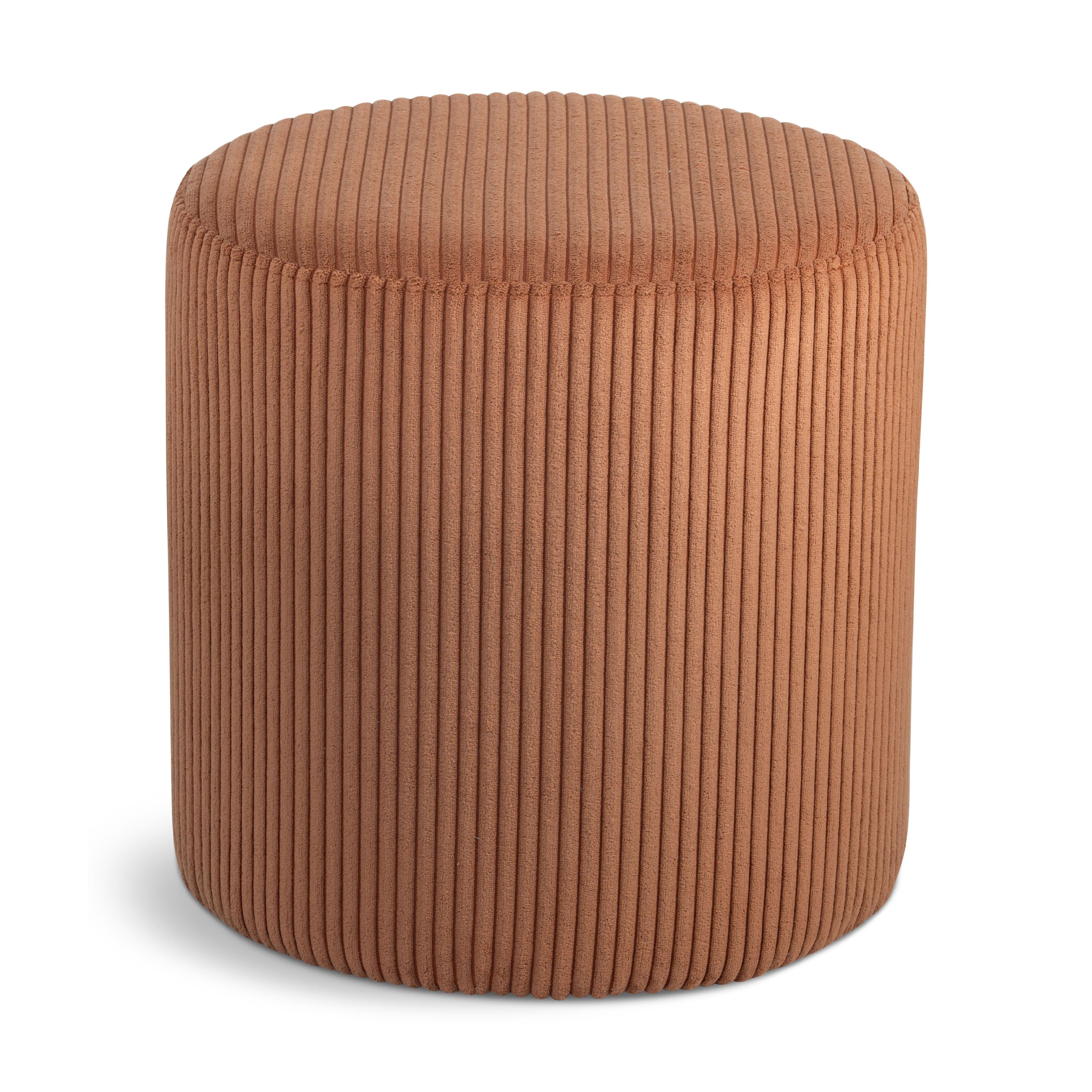 Meridian Roy Cognac Microsuede Fabric Ottoman/Stool