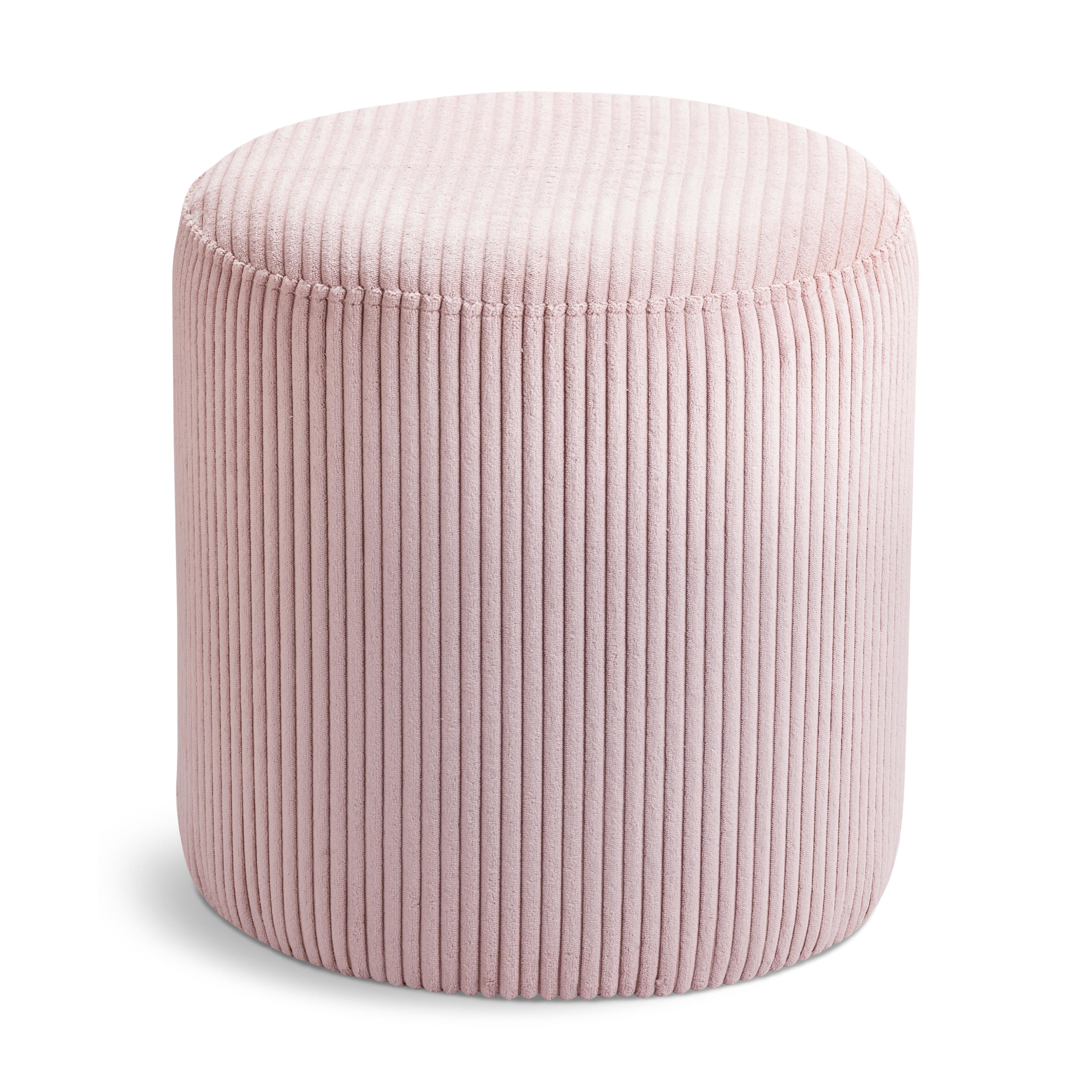 Meridian Roy Pink Microsuede Fabric Ottoman/Stool