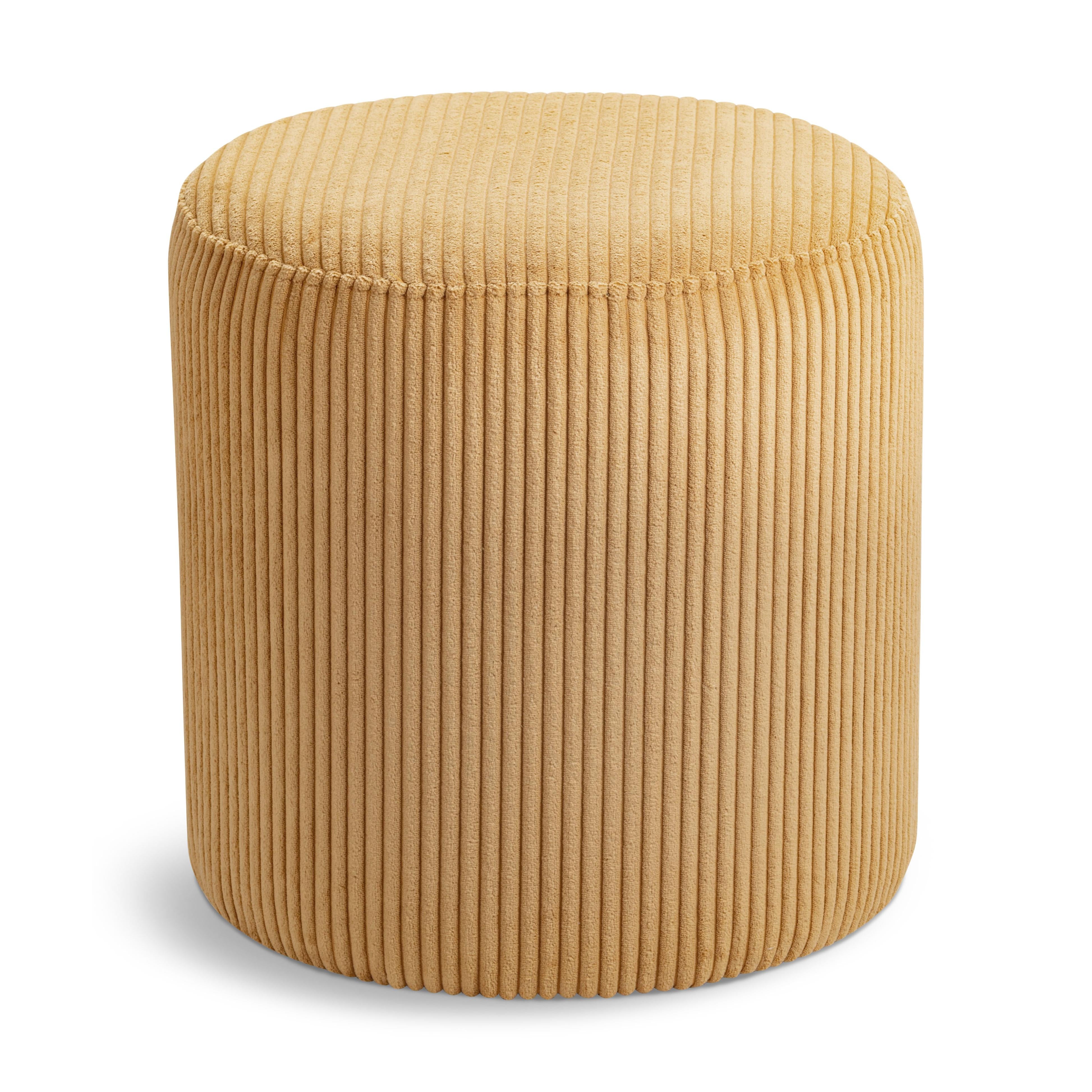 Meridian Roy Yellow Microsuede Fabric Ottoman/Stool