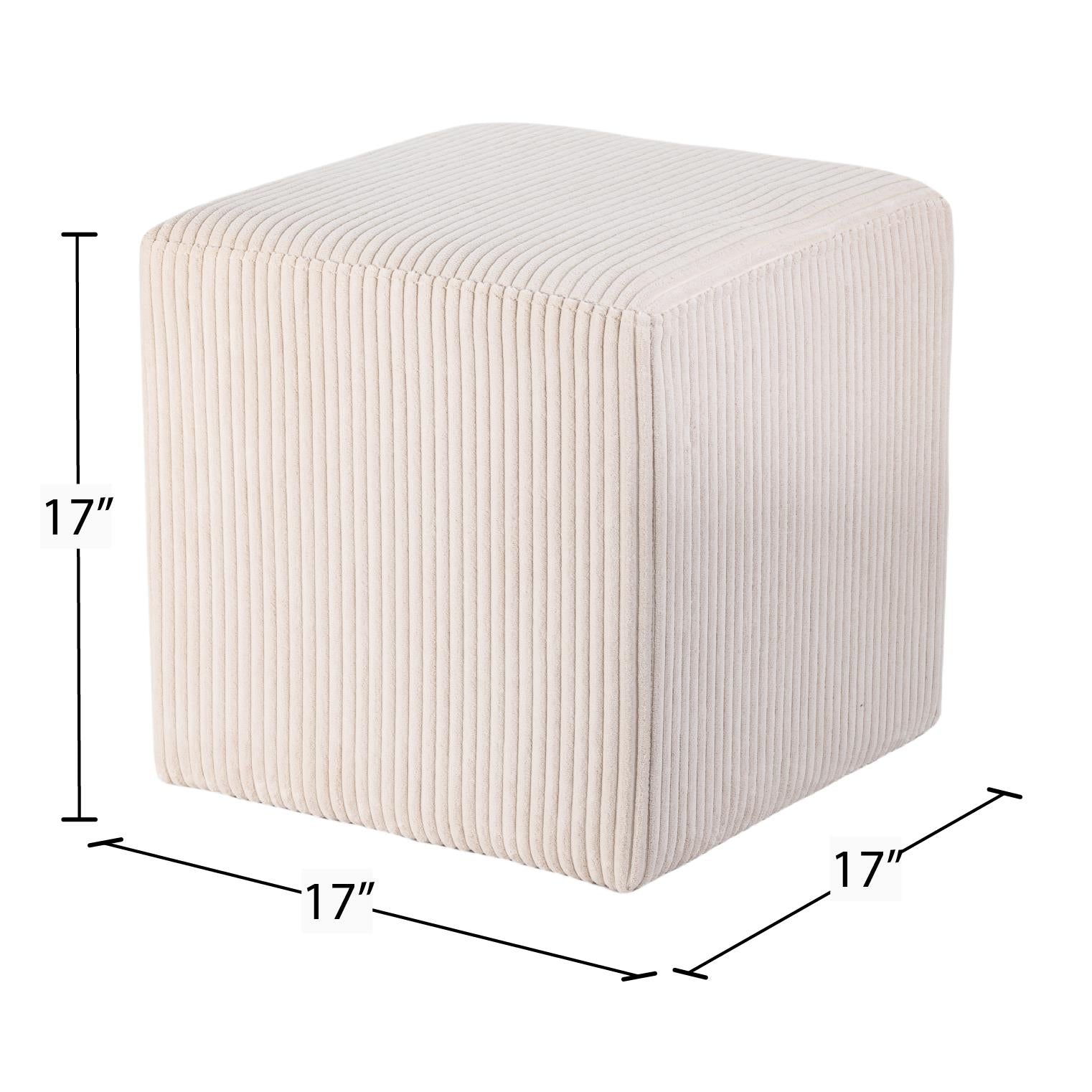 Meridian Roy Beige Microsuede Fabric Ottoman/Stool