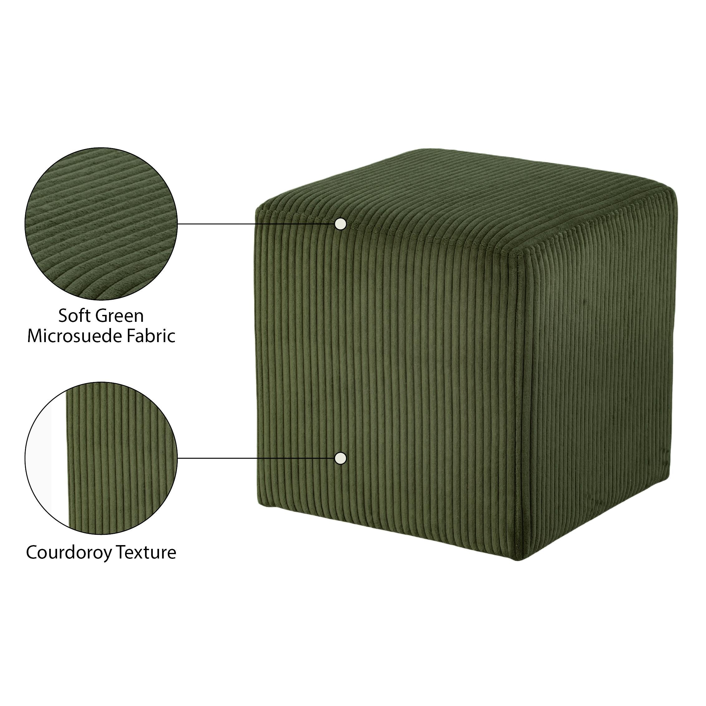 Meridian Roy Green Microsuede Fabric Ottoman/Stool