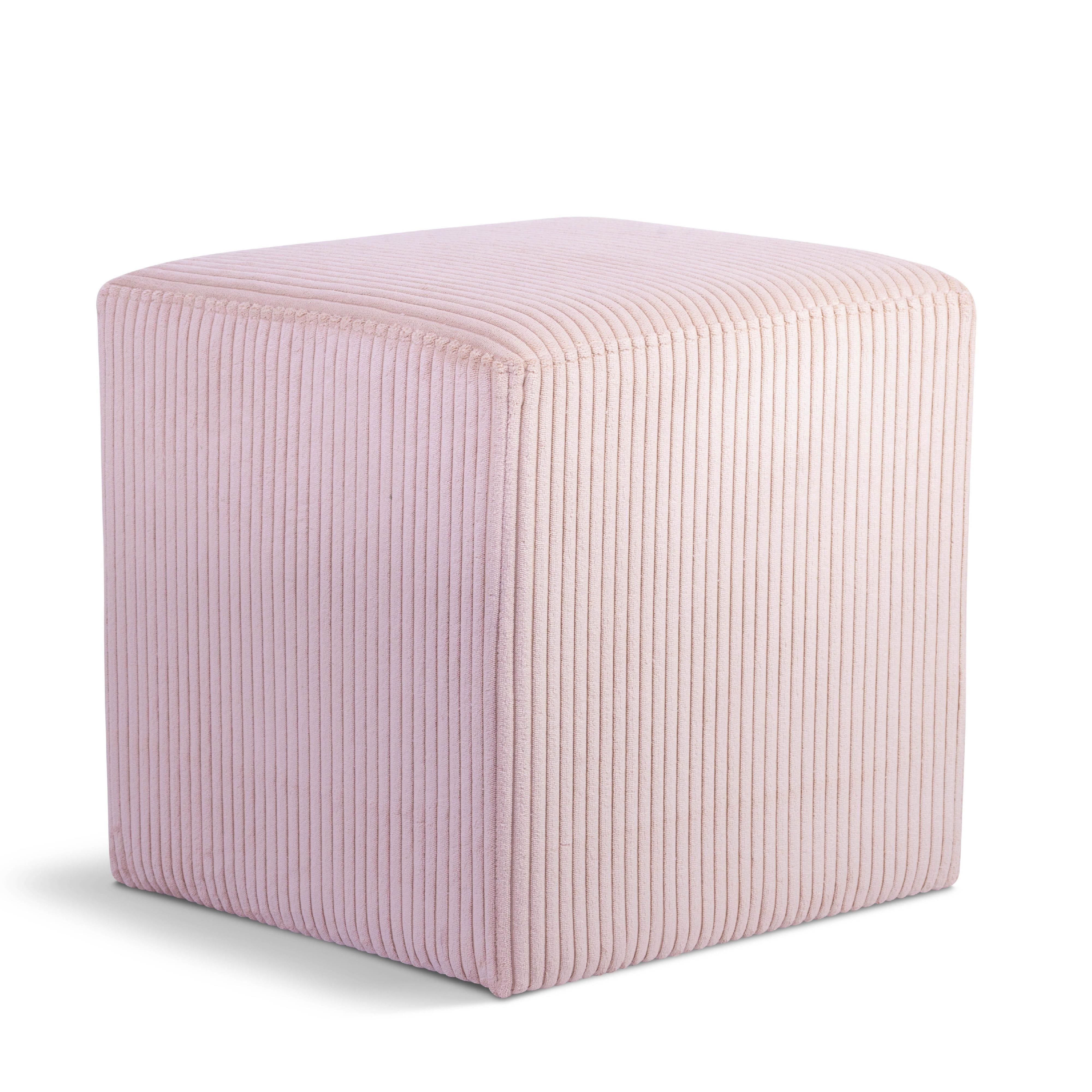 Meridian Roy Pink Microsuede Fabric Ottoman/Stool