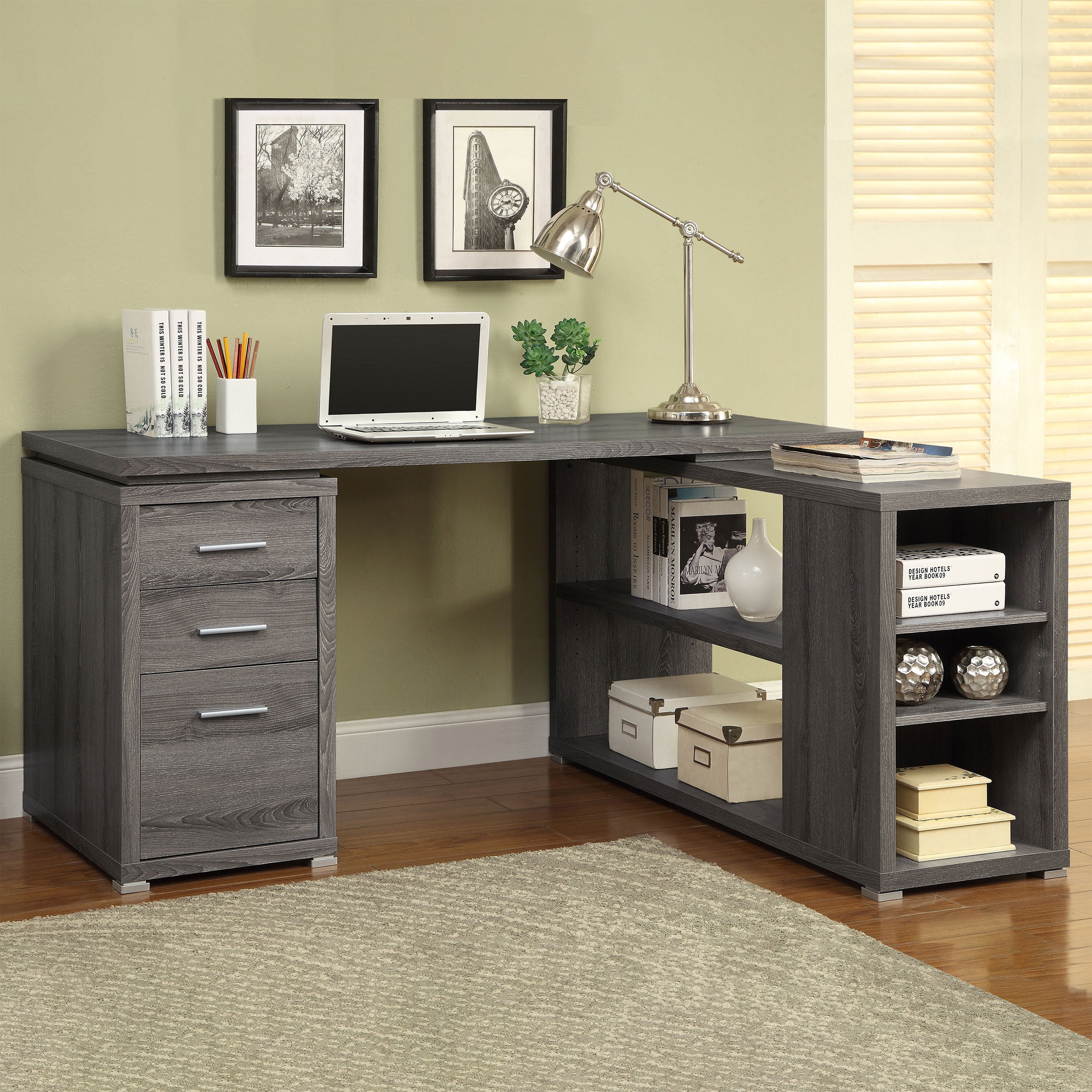 Yvette 60-inch 3-drawer L-Shape Computer Desk