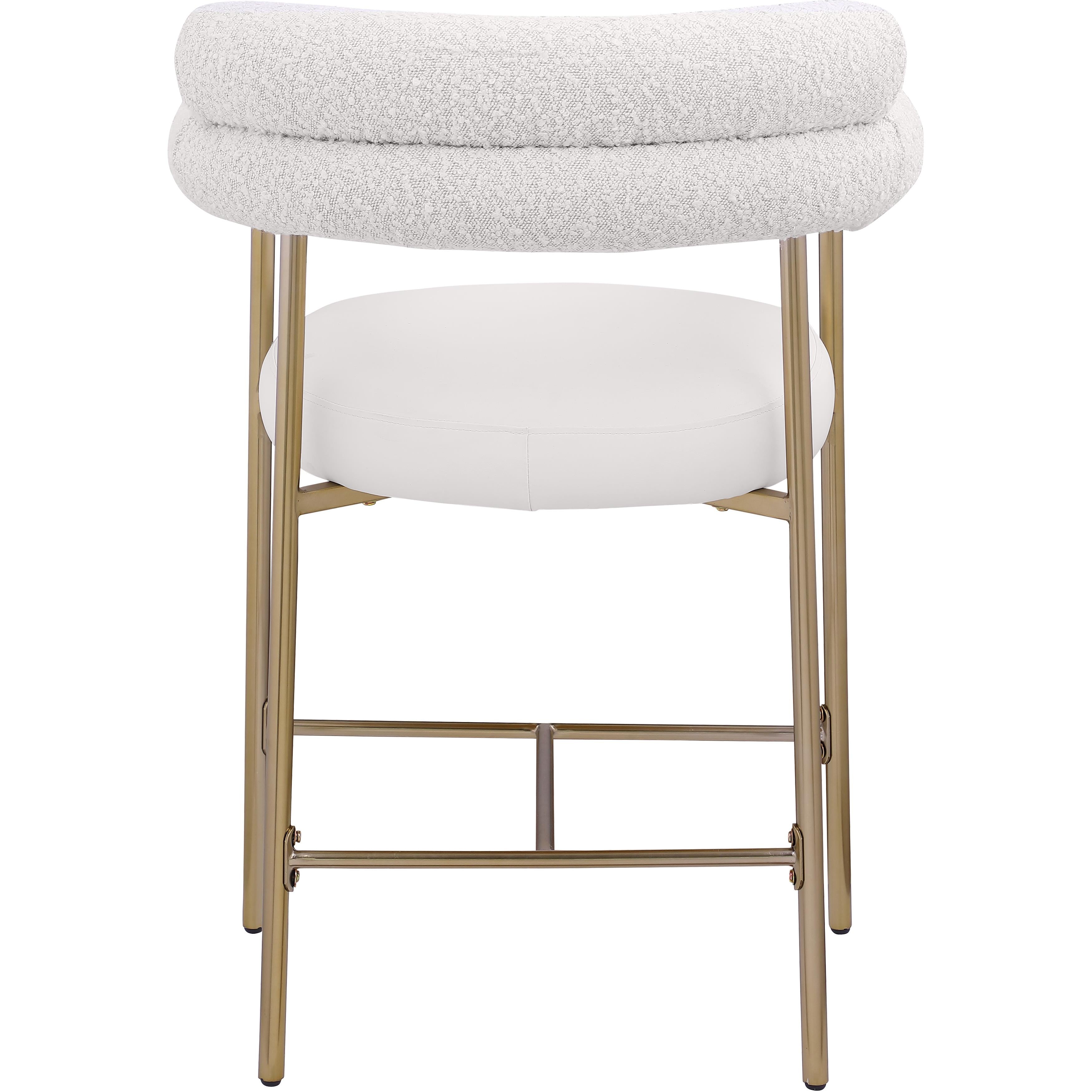 Meridian Blake Cream Boucle Fabric / Vegan Leather Counter Stool