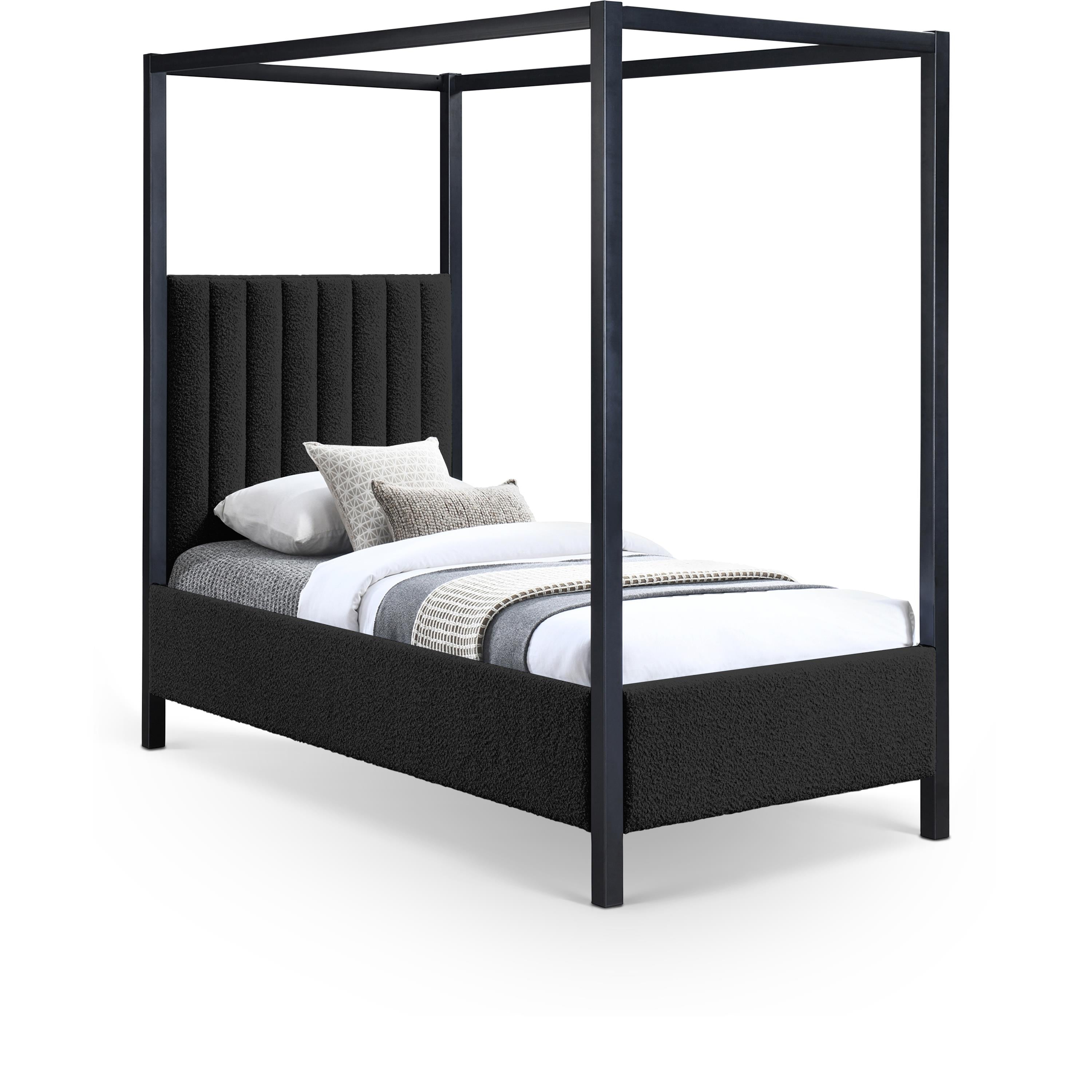 Meridian Kelly Black Boucle Fabric Twin Bed (3 Boxes)