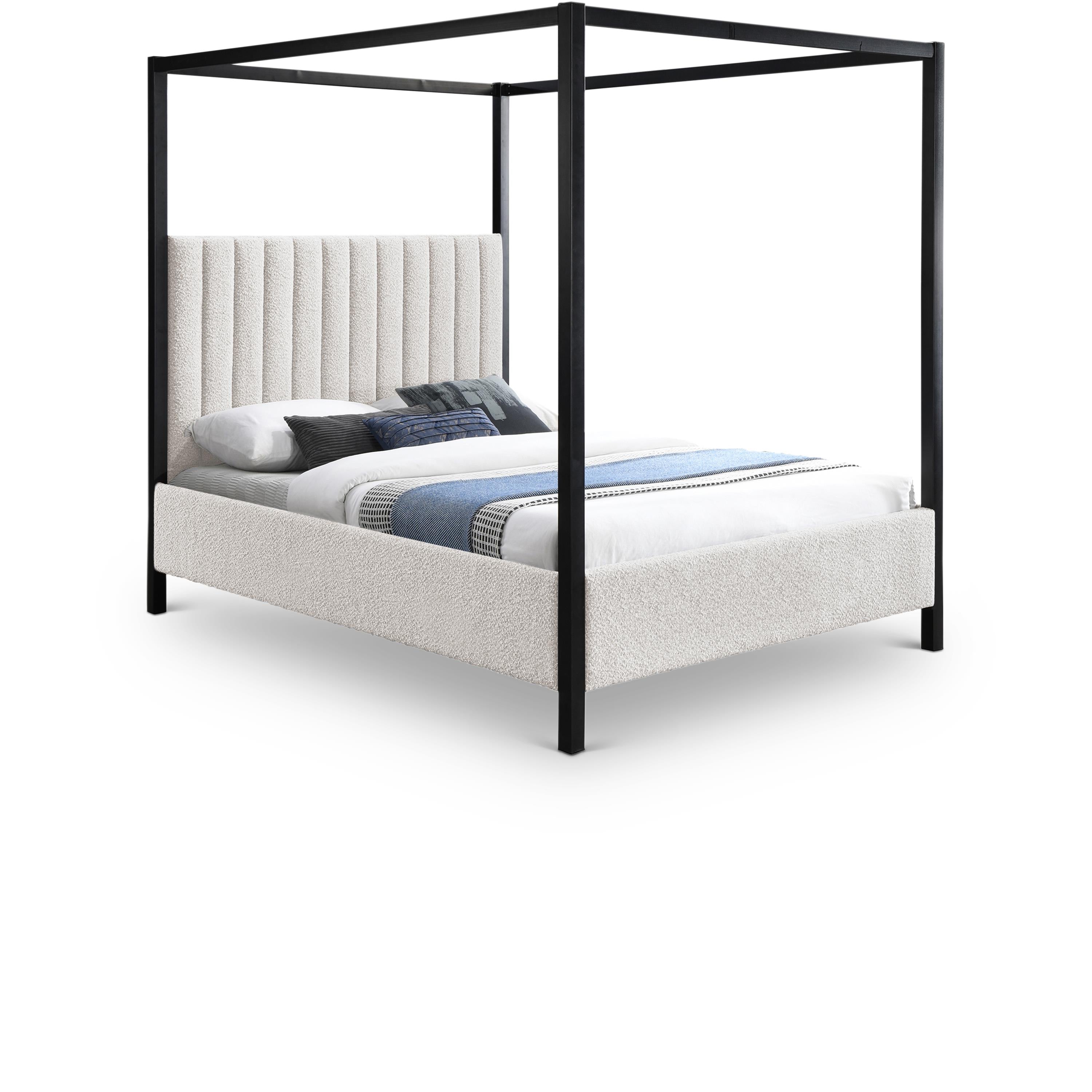 Meridian Kelly Cream Boucle Fabric Full Bed (3 Boxes)