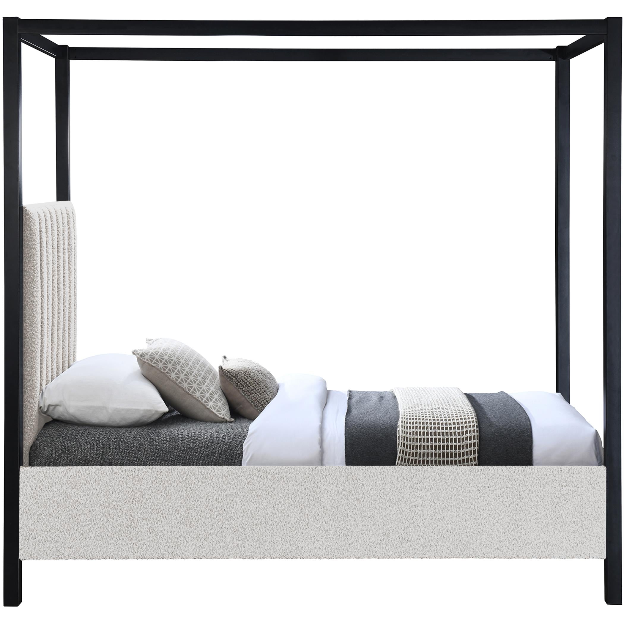 Meridian Kelly Cream Boucle Fabric Twin Bed (3 Boxes)