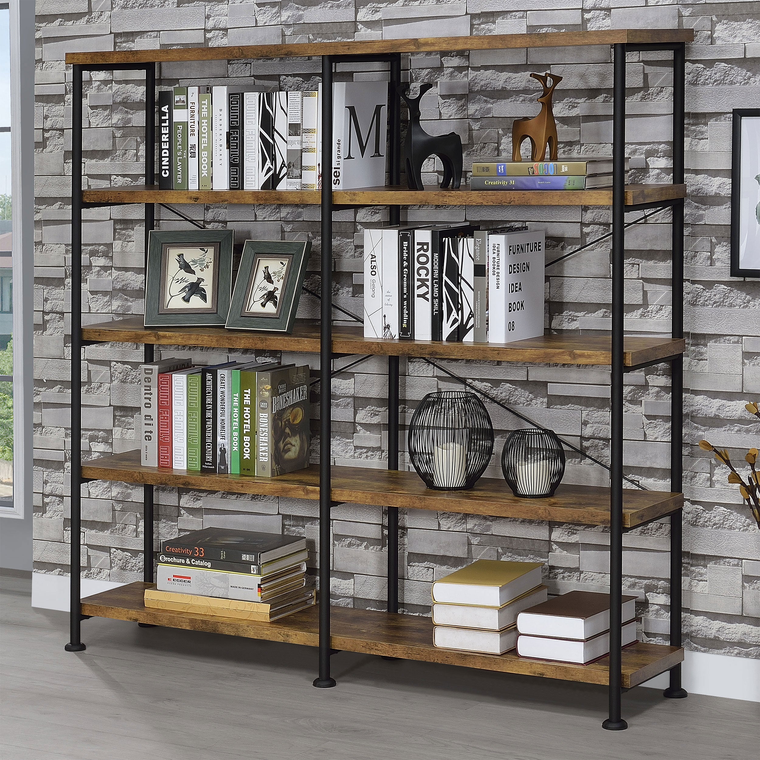 Analiese 63-inch 4-shelf Double Bookshelf