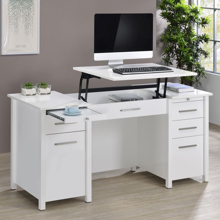 Dylan 60-inch 4-drawer Lift Top Office Desk High Gloss